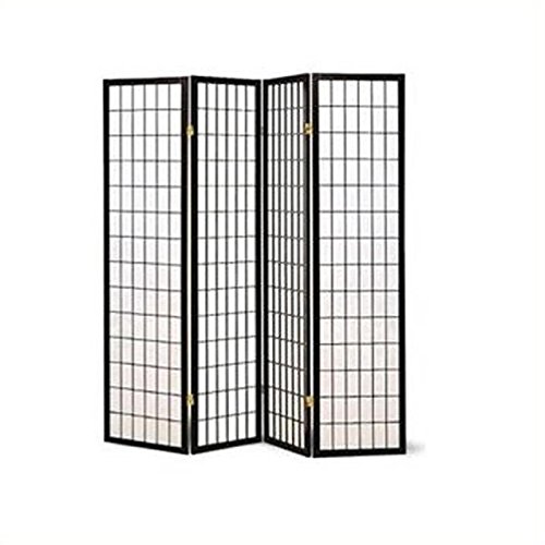 Bowery Hill 4 Panel Contemporary Wood Room Divider Screen - Black & White Modern Folding Partition for Home Office, Living Room & Bedroom Privacy