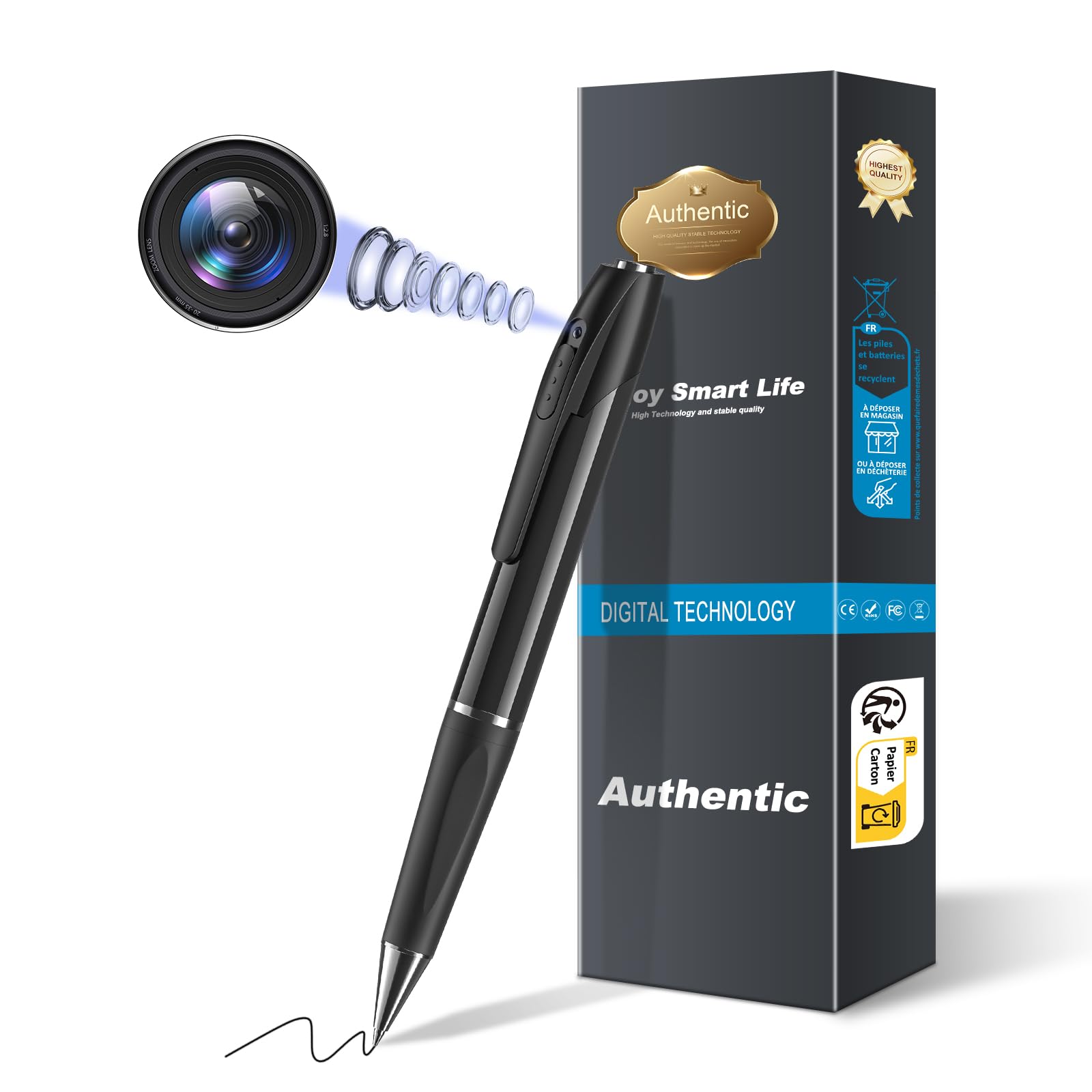 YESWE 1080P Spy Hidden Camera Pen - Mini Body Video Camera for Home & Office Security, Nanny Monitoring, Indoor/Outdoor Use - Compact Secret Camera for Video & Picture Taking (Great for Surveillance, Covert Recording)