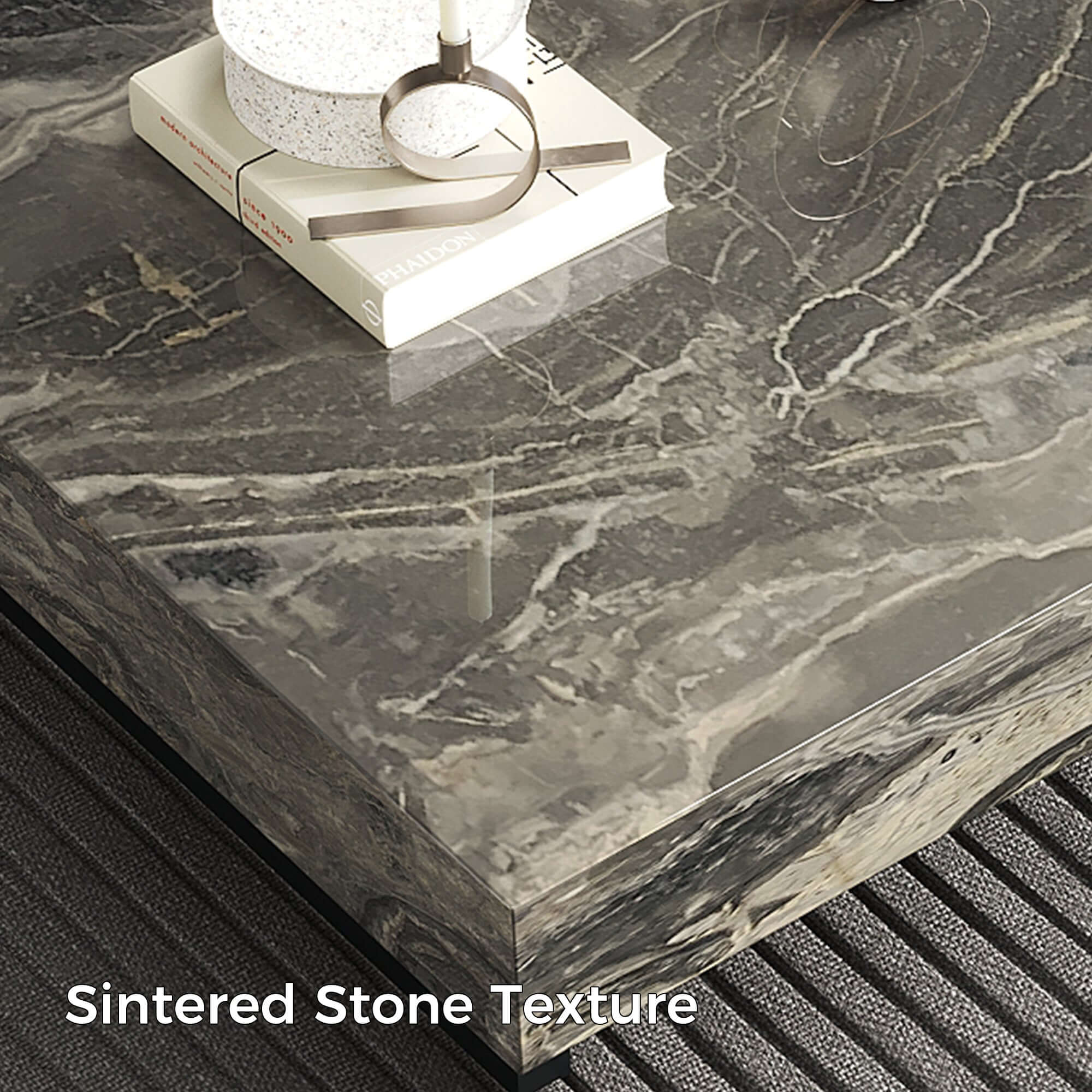 Modern Luxury Sintered Stone Rectangle Coffee Table - Minimalist Living Room Centerpiece for Home Decor & Entertaining