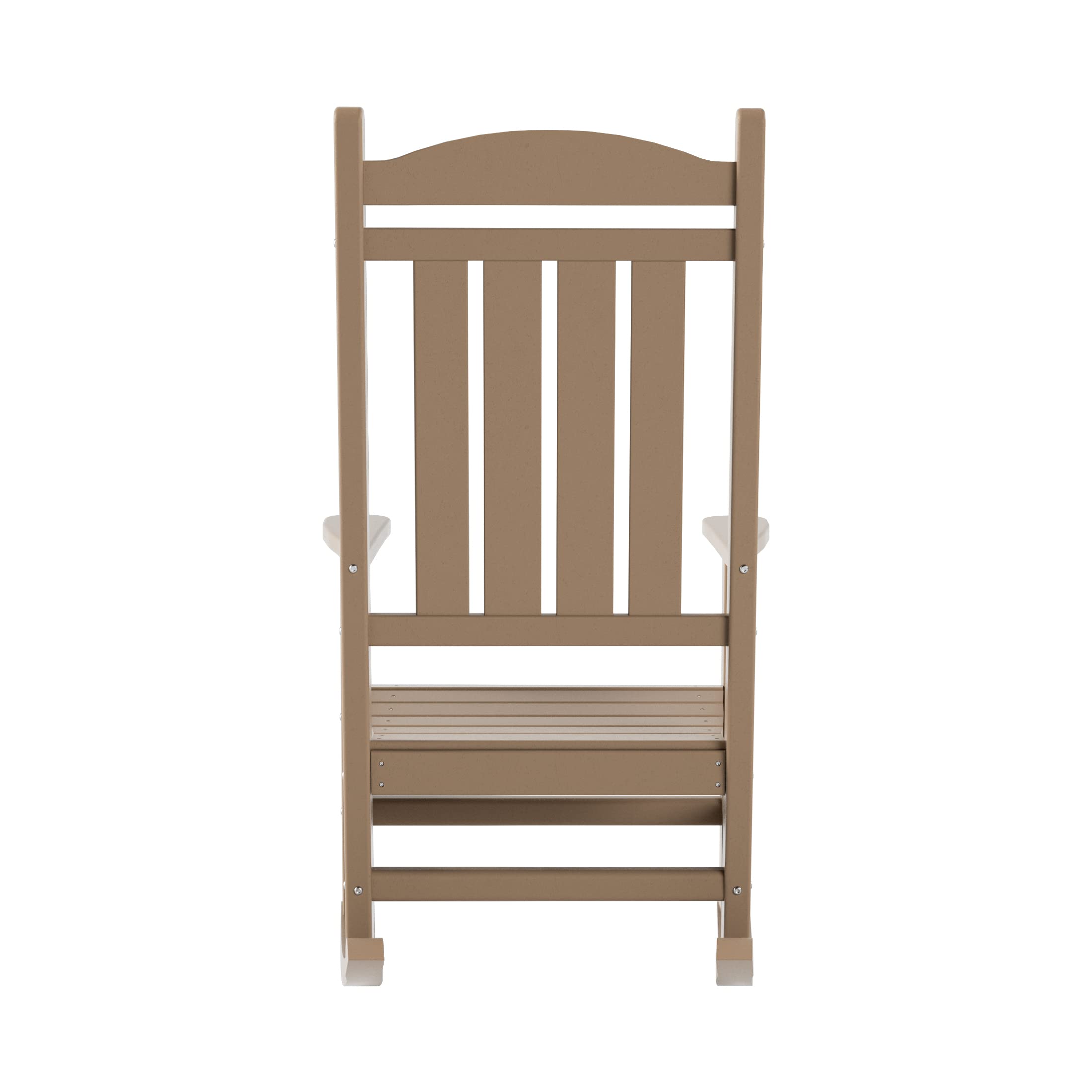 WO Home Furniture 3-Piece HDPE Outdoor Rocking Chair Set - Traditional Patio Rocking Chairs in Weathered Wood Finish - Perfect for Backyard, Garden, Porch & Poolside Relaxation
