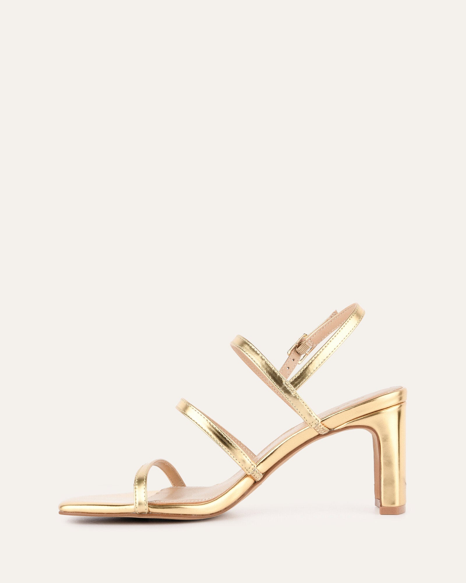 NIX Women's Mid Heel Sandals - Gold Patent Leather Strappy Summer Dress Shoes for Weddings, Parties & Date Nights
