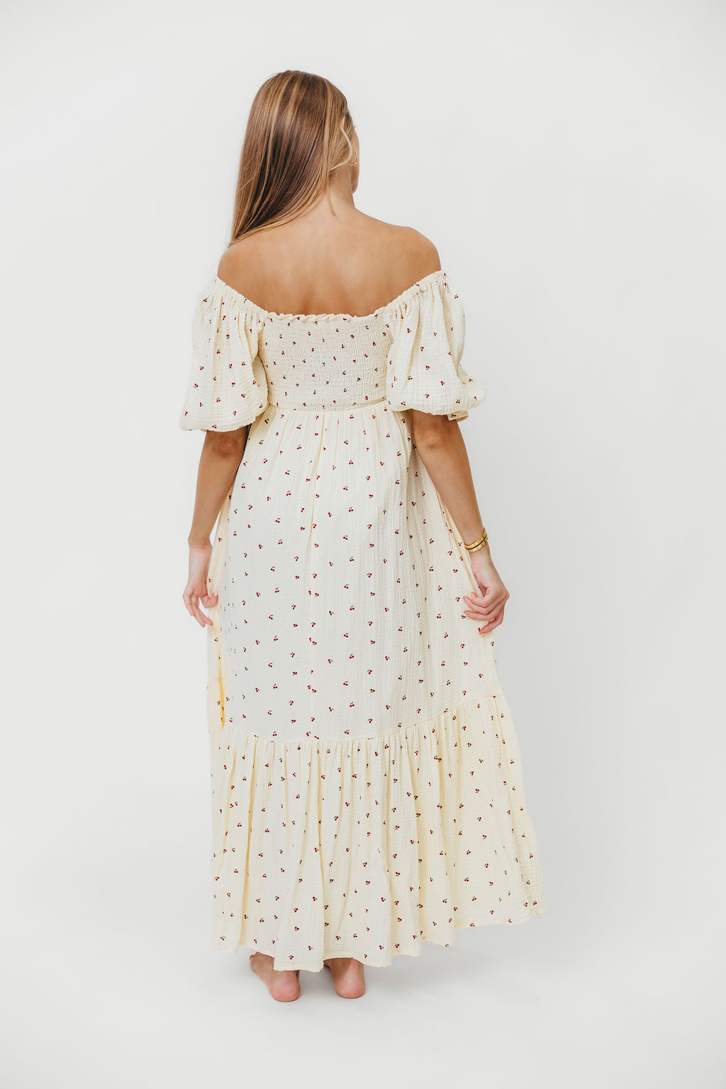 Livvy 100% Cotton Maxi Dress with Cherry Print - Flowy Summer Dress for Women, Beach Cover Up, Vacation Outfit, Casual Boho Chic Style