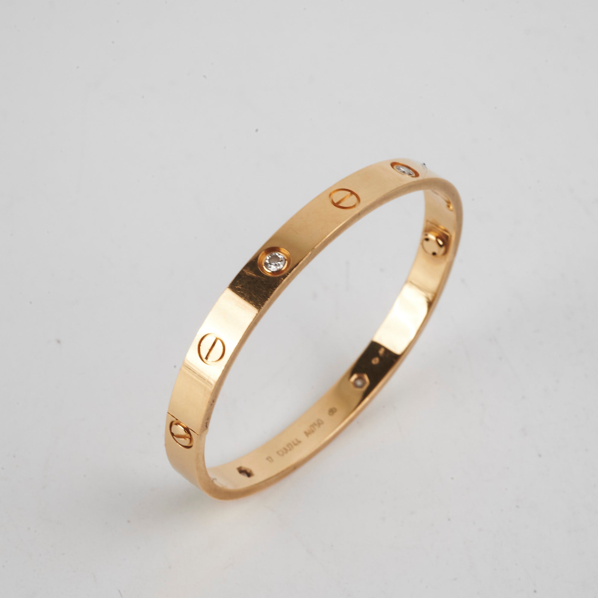 Cartier Love Bracelet with 4 Diamonds - 18K Gold Size 17 for Women | Luxury Jewelry Gift for Anniversary, Valentine's Day & Special Occasions