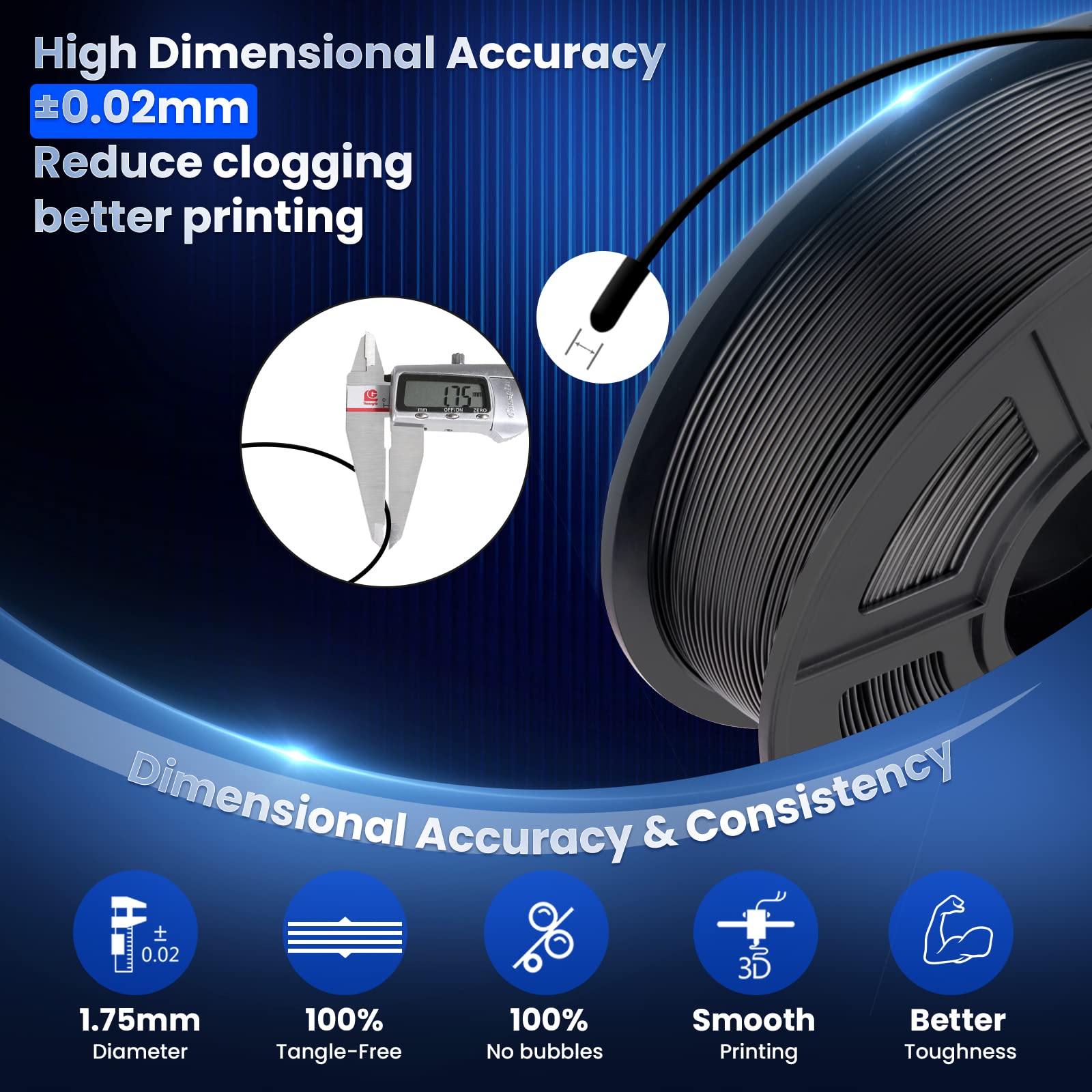 SUNLU PLA Plus 3D Printer Filament 1.75mm 2KG (1kg x 2 Spools) - High Precision +/-0.02mm, Neatly Wound for Smooth Printing - Black & White Bundle - Ideal for FDM 3D Printers, DIY Projects, Prototyping & Home Decor