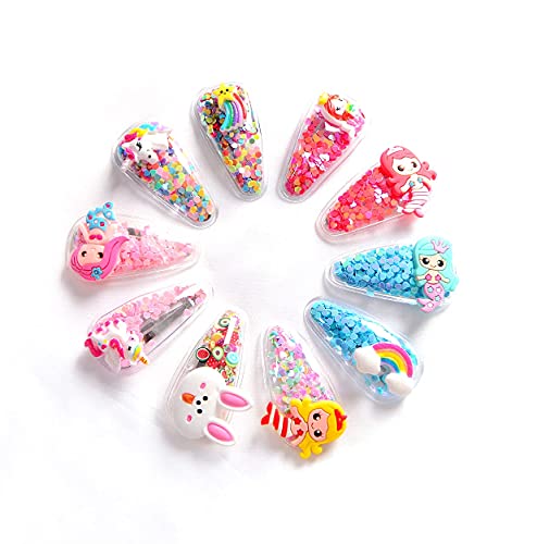 AB Beauty House Sparkly Sequins Snap Hair Clips for Girls - Non-Slip Barrettes for Baby, Toddler, Kids & Teens - Transparent Hair Accessories for School, Party & Daily Use