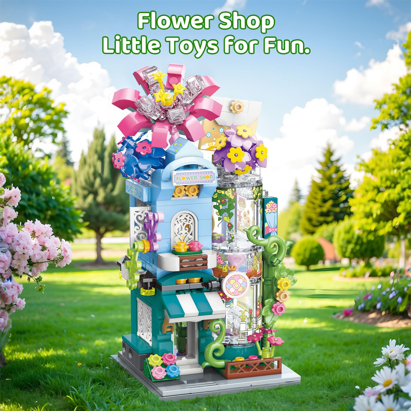 Friends Flower Shop House Building Set - 356Pcs Mini Blocks Creative Toy for Kids Ages 6+ | Perfect Birthday Gift for Girls & Boys | City Street Florist Garden Playset for Pretend Play & STEM Learning
