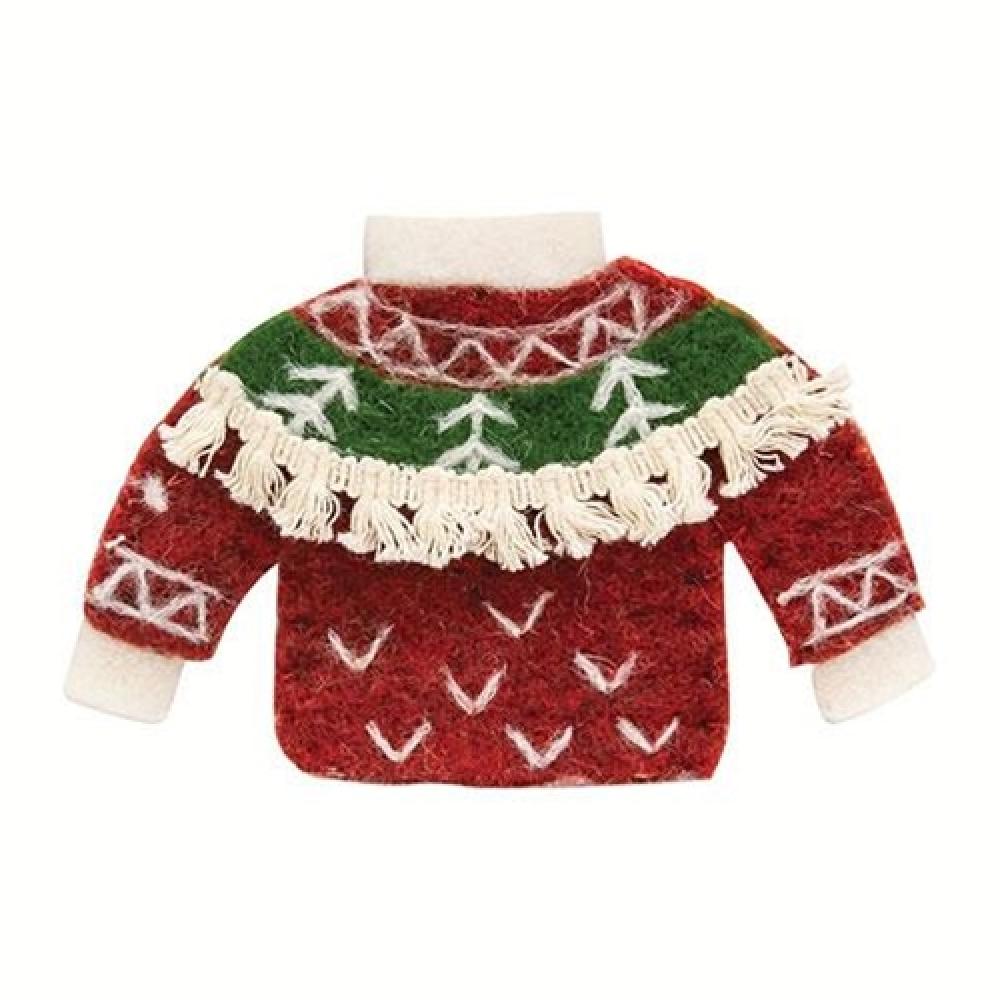 Festive Christmas Sweater Felted Ornament - Handmade Holiday Decor for Tree, Gift & Home Decoration