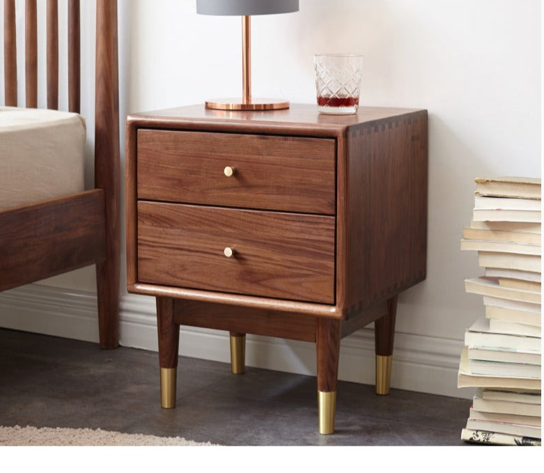 Premium Black Walnut Solid Wood Nightstand - Handcrafted Bedside Table with Drawer | Perfect for Bedroom, Living Room & Guest Room Decor