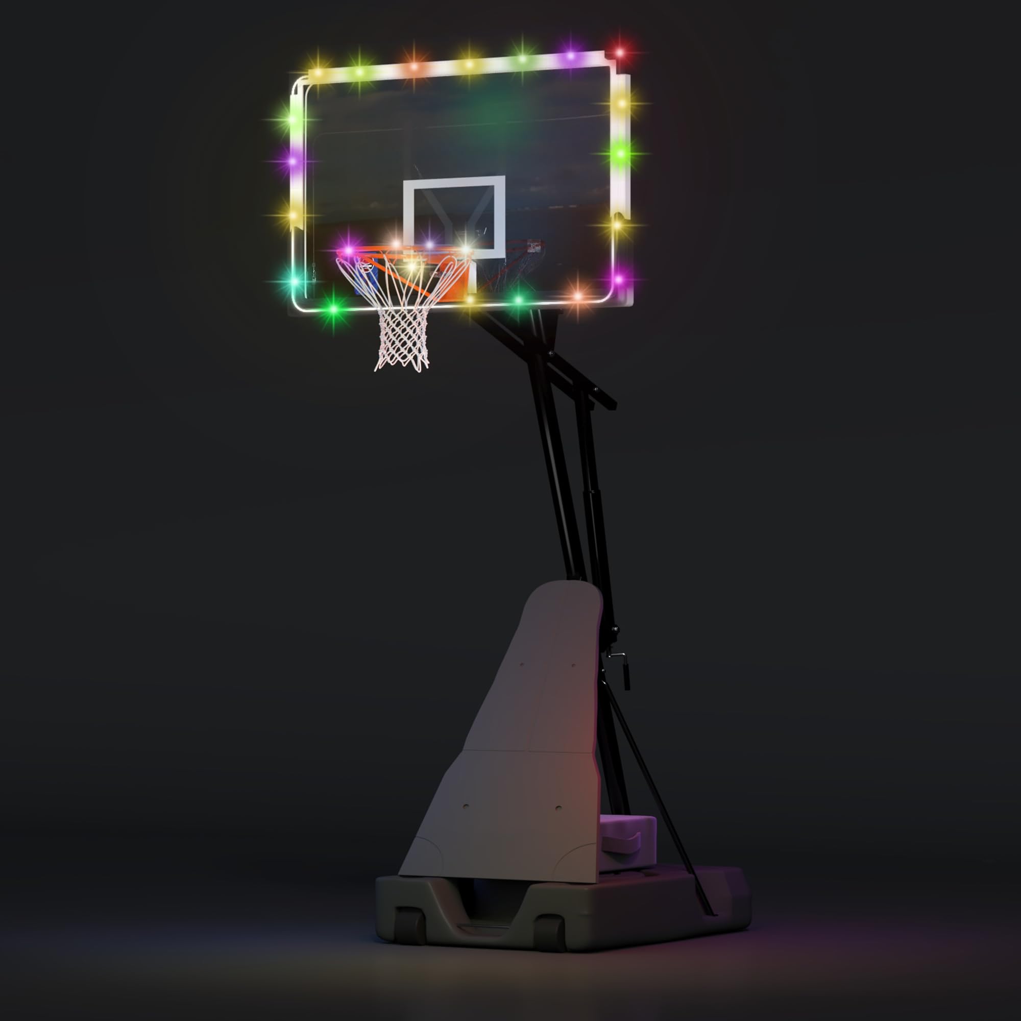 **Adjustable 5.25-10FT Portable LED Light Basketball Hoop for Outdoor - Extra Sandbag & Large Capacity Base - Perfect for Driveway, Backyard, and Park Games**