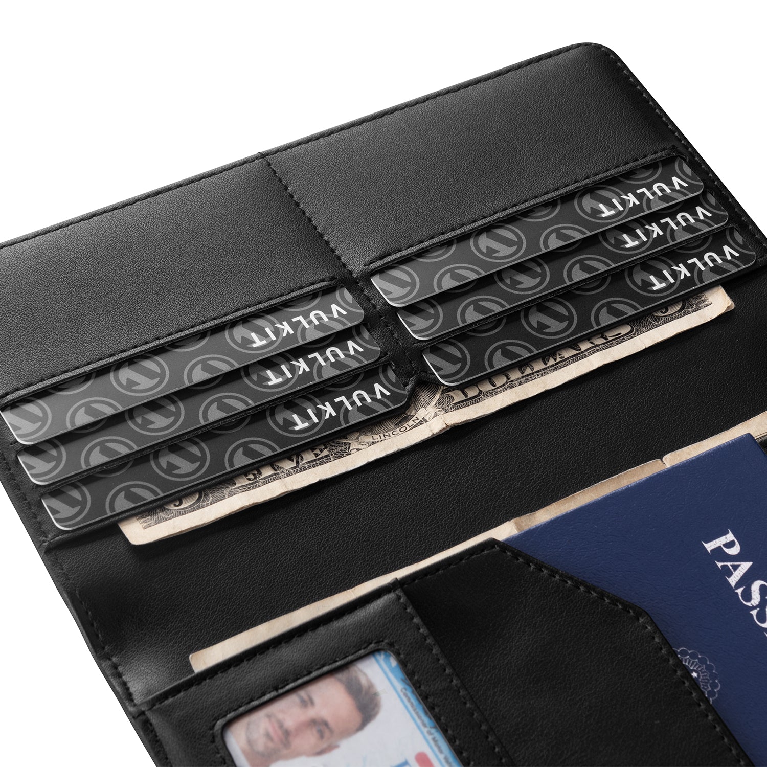 VPW100 RFID Blocking Bifold Passport Wallet - Secure Travel Organizer for Passport, Credit Cards, Cash & Bills | Perfect for International Trips & Business Travel