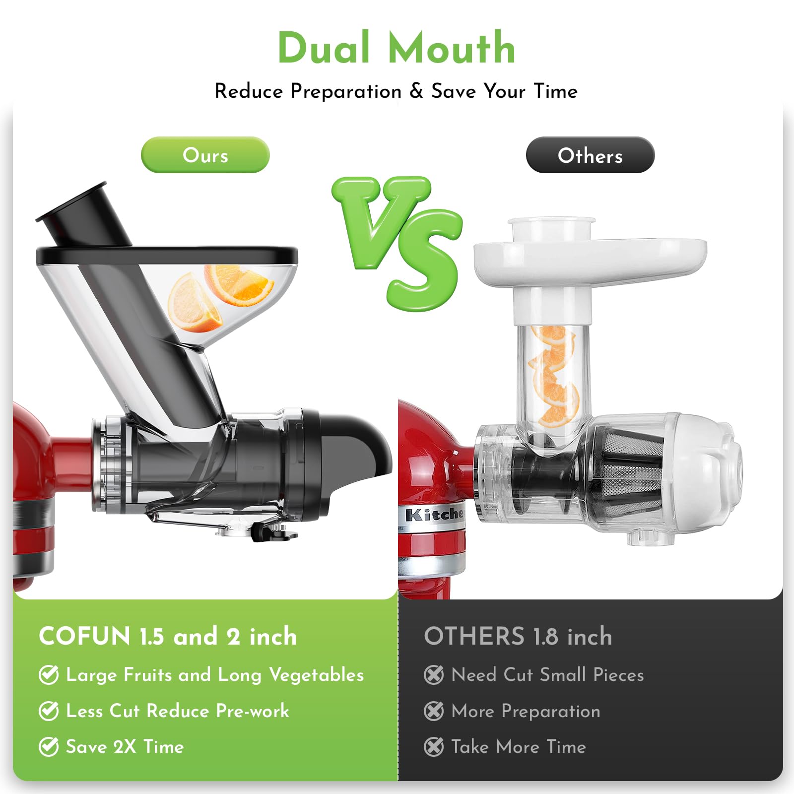 **KitchenAid Stand Mixer Masticating Juicer Attachment - Slow Cold Press Juicer with Dual Mouth Feed Chute for Fruits & Vegetables - Perfect for Healthy Juicing at Home**