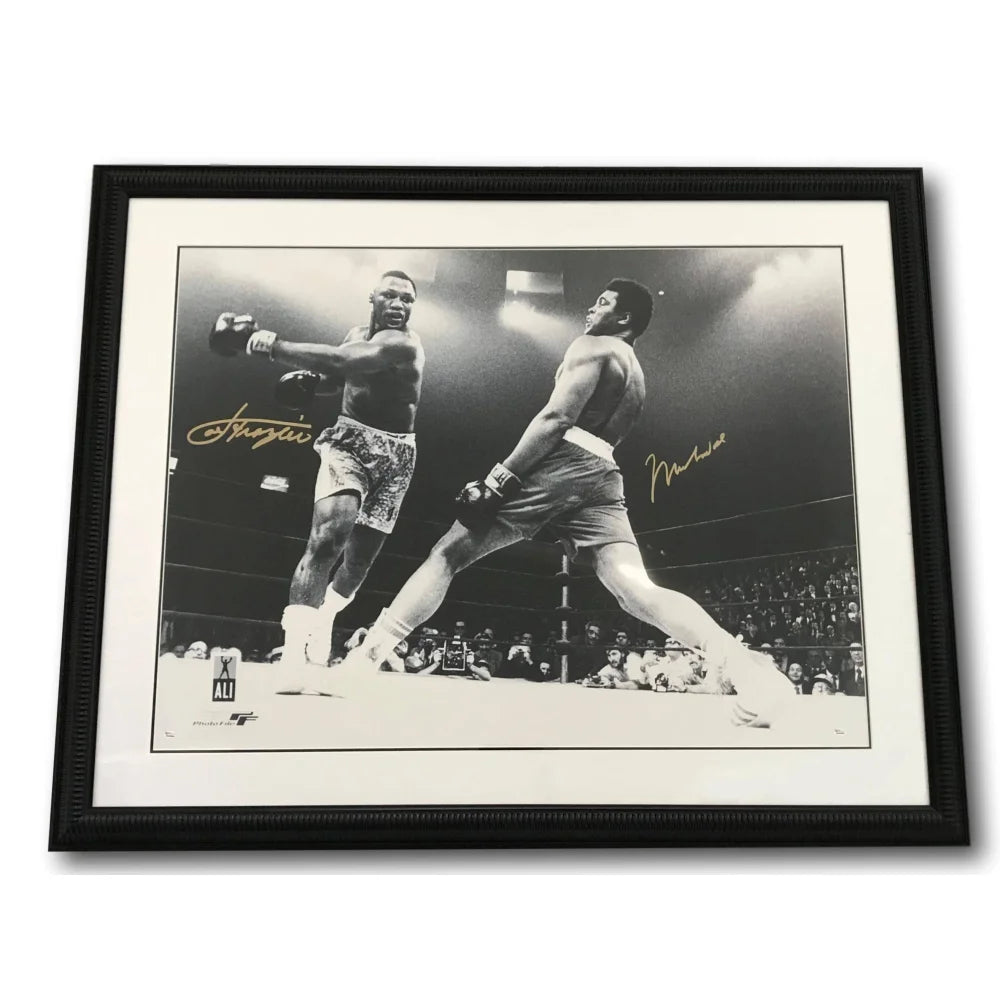 Authentic Muhammad Ali & Joe Frazier Dual Signed 30x40 Framed Photo with COA - Boxing Memorabilia for Collectors & Sports Fans - Perfect for Man Cave, Office Decor & Gift
