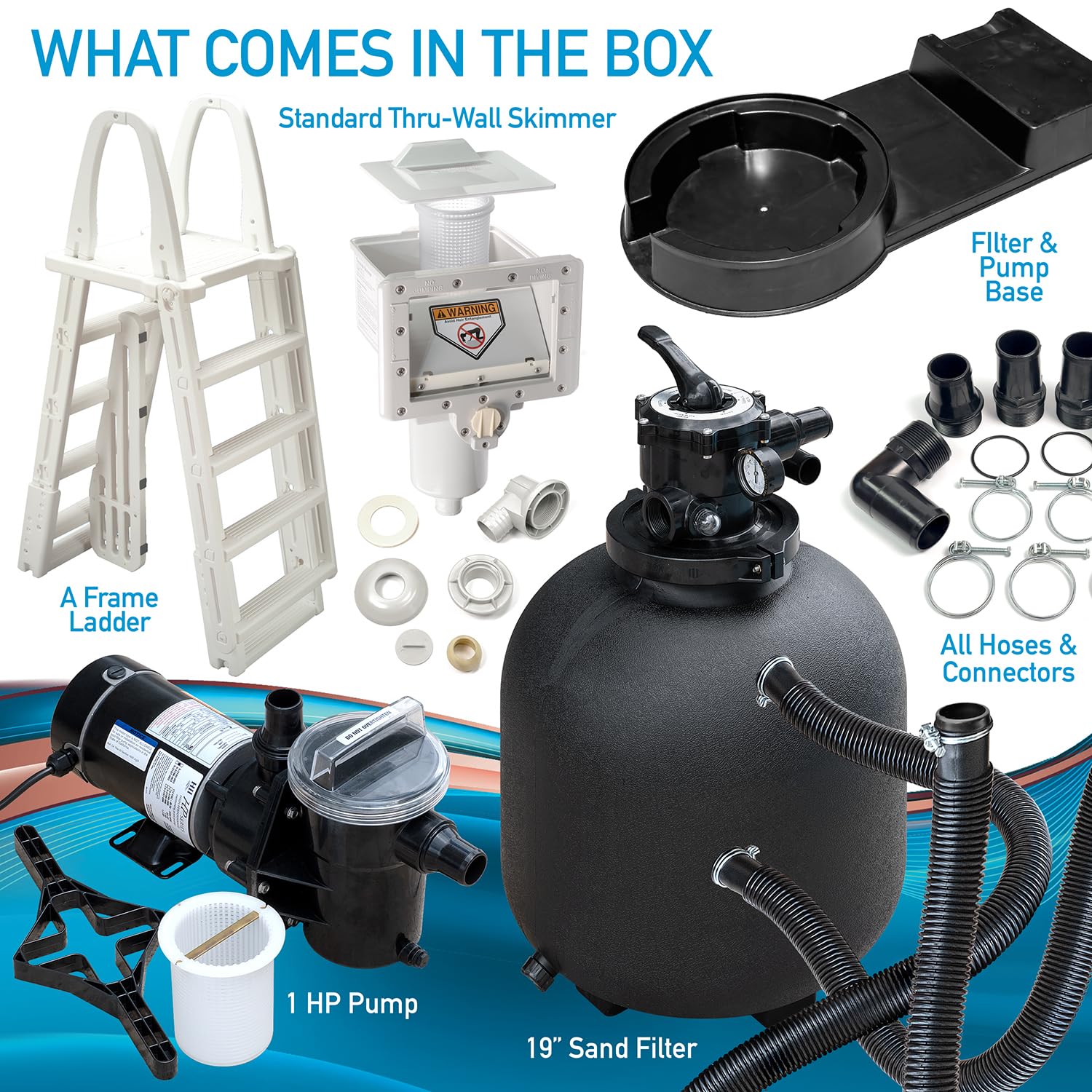 21 Foot x 52 Inch Doughboy Above Ground Pool Kit - Steel Wall Pool with Liner, Sand Filter, Pump & Skimmer - Made in USA by Hollowell Industries - Perfect for Backyard Family Fun & Summer Relaxation