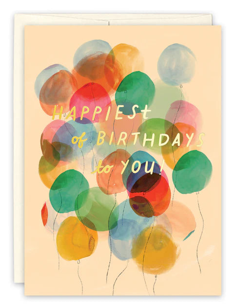 Happy Birthday Balloons Greeting Card - Elegant & Festive for Parties, Celebrations & Special Occasions
