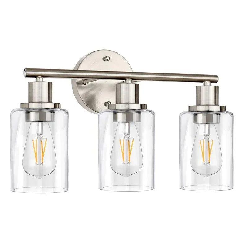 Vintage Nickel Glass Bathroom Wall Sconce Lights - Elegant Antique Style Vanity Lighting for Bathroom, Powder Room & Dressing Area