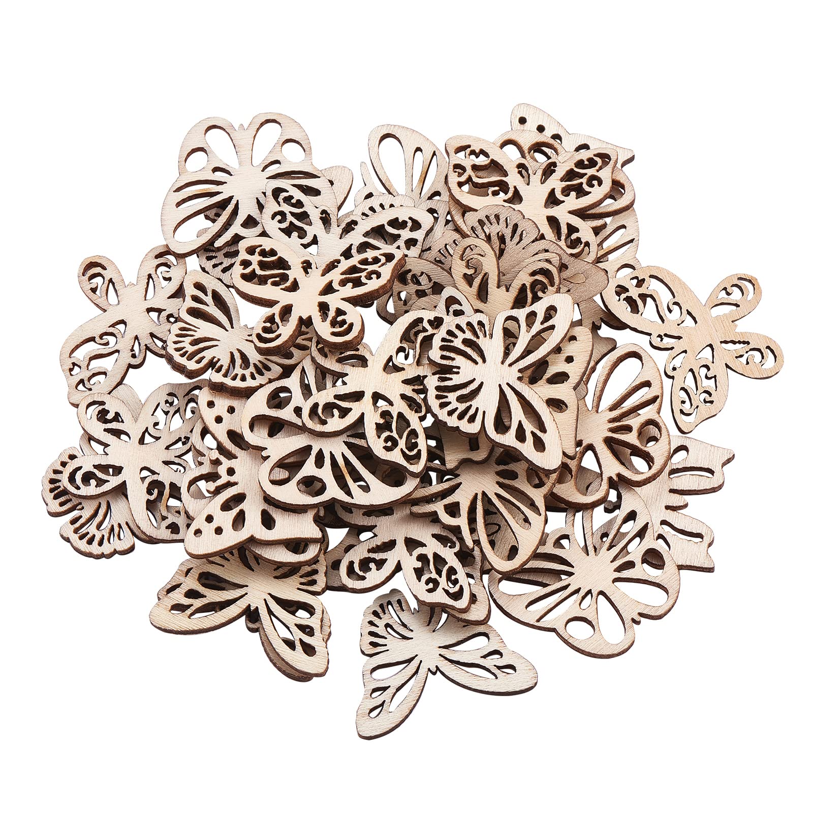 100 Pcs Unfinished Wooden Butterfly Cutouts for DIY Painting - Craft Ornaments for Birthday, Wedding & Home Decor - Perfect for Scrapbooking, Party Favors & Kids' Art Projects