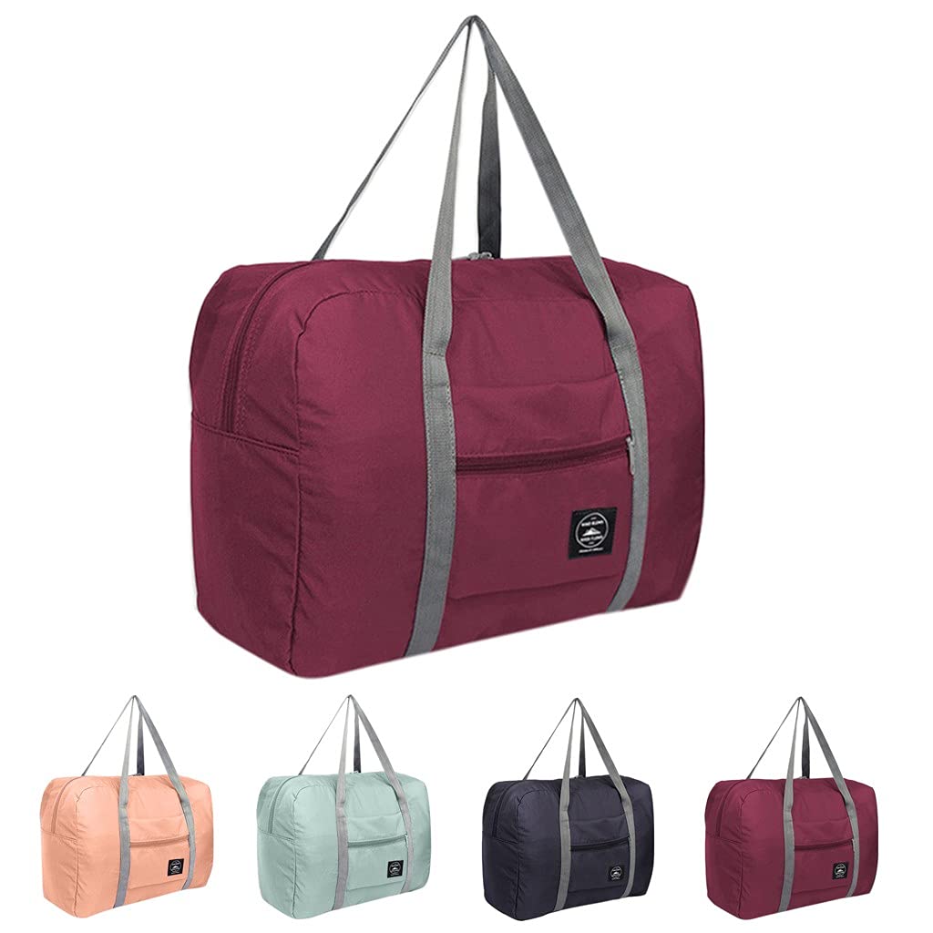 Foldable Expandable Travel Tote Bag for Women - Lightweight Weekender Carry On Flight Approved Gym Bag with Zipper | Perfect for Air Travel, Weekend Getaways & Workout Essentials