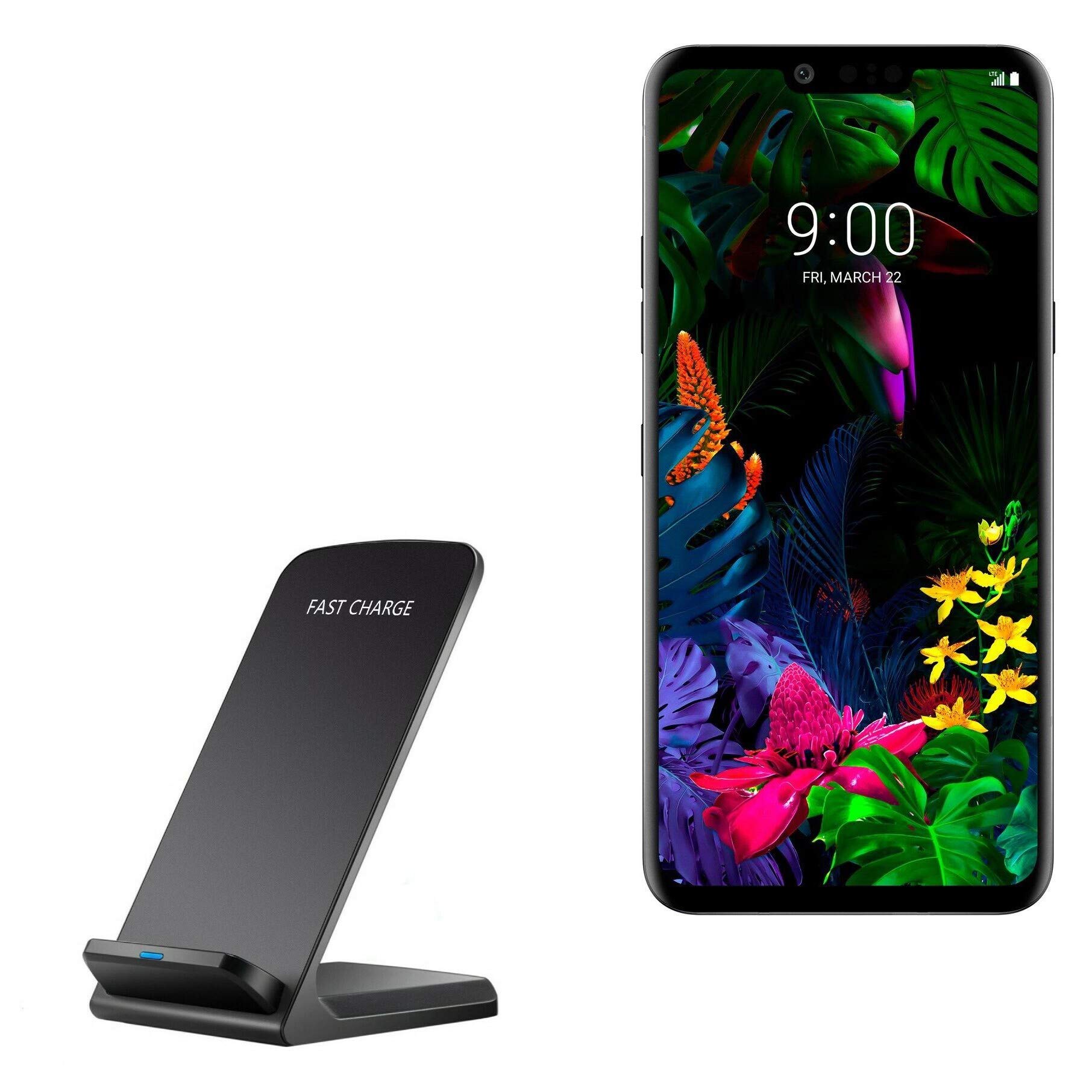 Wireless Charger Stand for LG G8 ThinQ - 10W Fast Charging Pad, Qi-Certified Cordless Charging Station (Jet Black) | Perfect for Bedside, Office Desk & Nightstand Charging