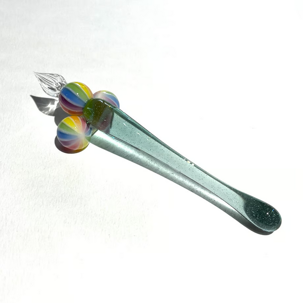 Japanese Glass Dip Pen Rest - Rainbow Calligraphy Nib Holder for Ink Writing & Art - Perfect for Calligraphy, Drawing, and Decorative Desk Display