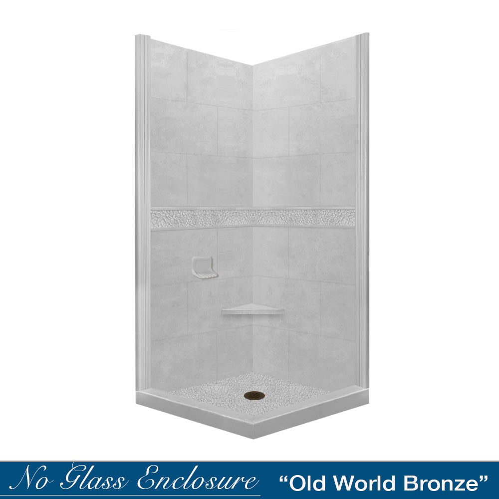 Pebble Portland Cement Corner Shower Enclosure Kit - Waterproof & Durable Bathroom Shower Stall for Modern Homes, Spa & Luxury Bathroom Renovations