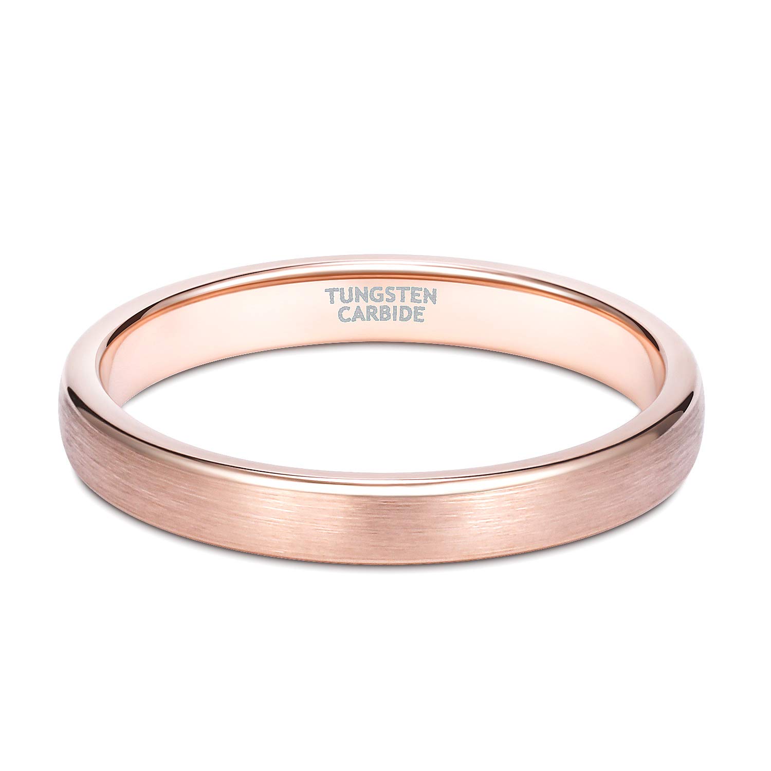 TRUMIUM 3mm & 5mm Tungsten Wedding Bands for Women & Men - Rose Gold & Silver Brushed Comfort Fit Rings (Size 4-12) - Perfect for Engagement, Anniversary & Everyday Wear