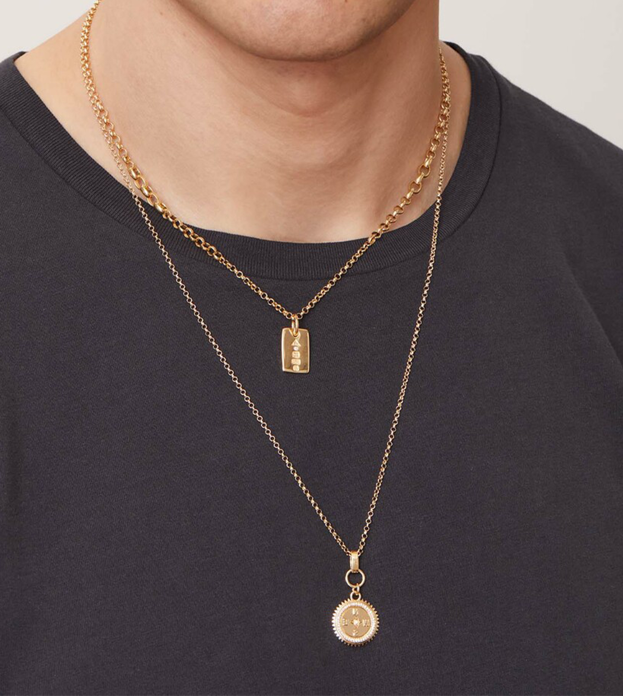 18K Gold Graduated Belcher Chain Necklace with Small Ingot Charms - Perfect for Layering, Everyday Wear & Gift Giving