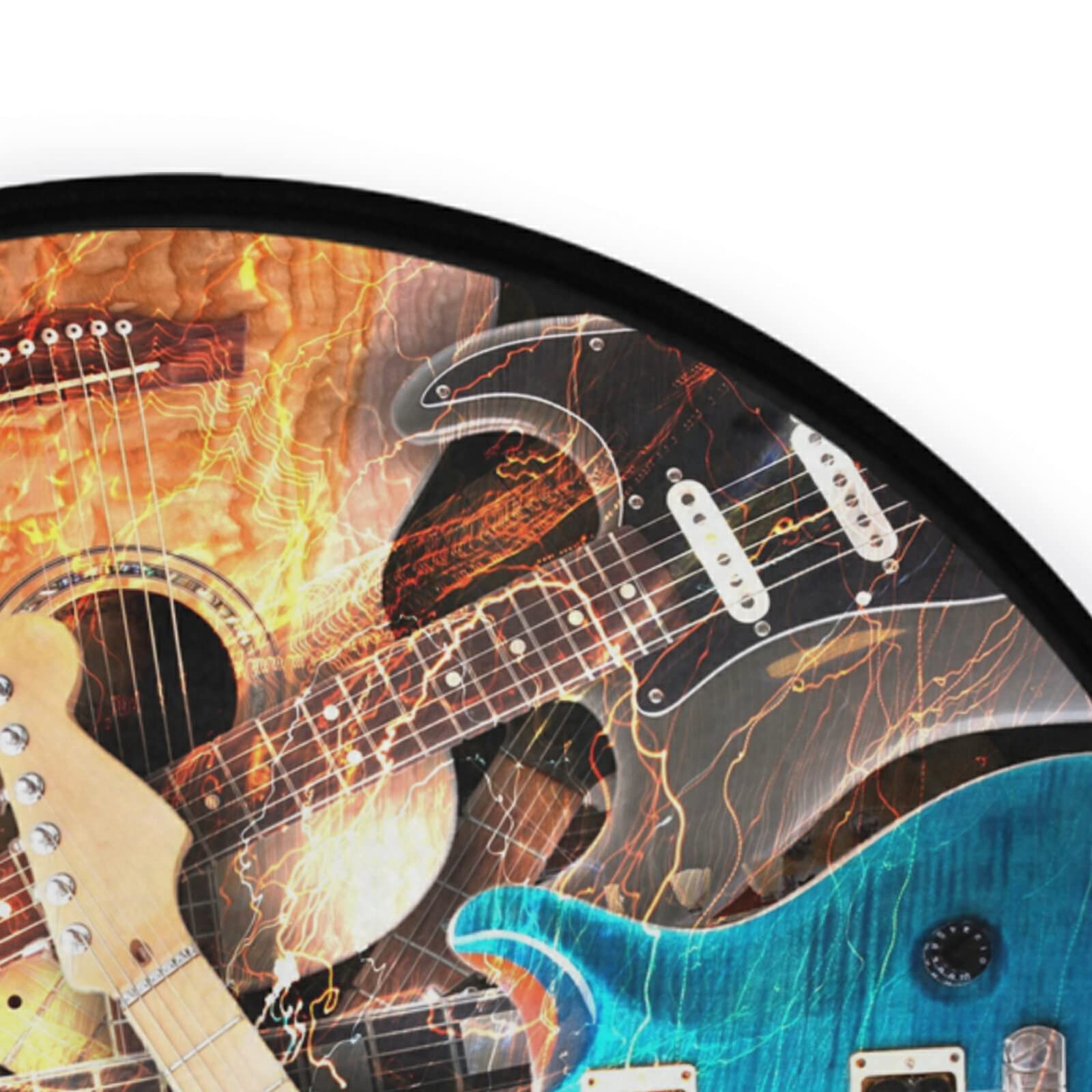 ALAZA 3' Diameter (92 cm) Electric Guitar Music Themed Round Area Rug - Perfect for Living Room, Bedroom, and Music Studio Decor