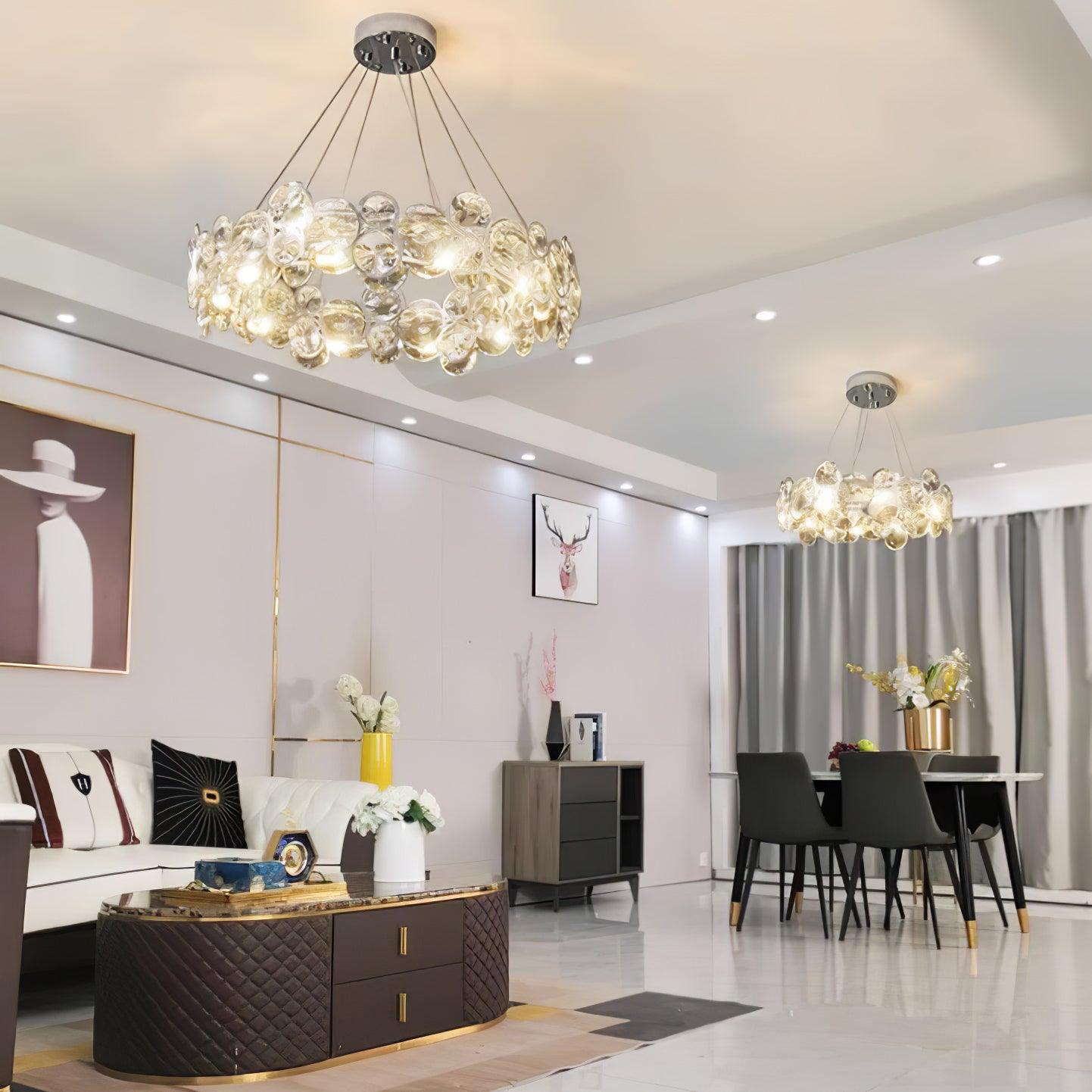 Elegant Chrome Round Crystal Chandelier - Modern Ceiling Light Fixture for Dining Room, Bedroom & Living Room Decor