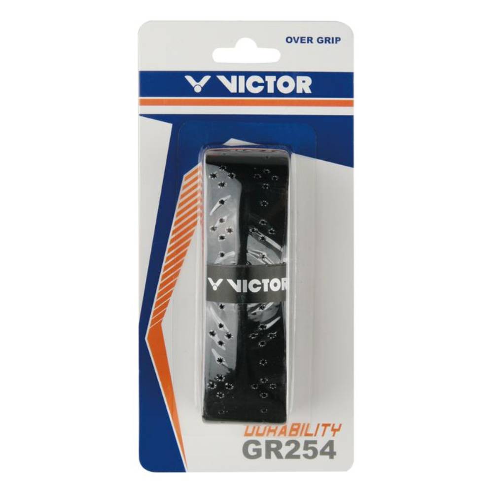 Victor GR 254 Tennis Overgrip - Black, Non-Slip, Cushioned Grip for Enhanced Performance | Perfect for Tennis, Badminton, Squash & Racquet Sports