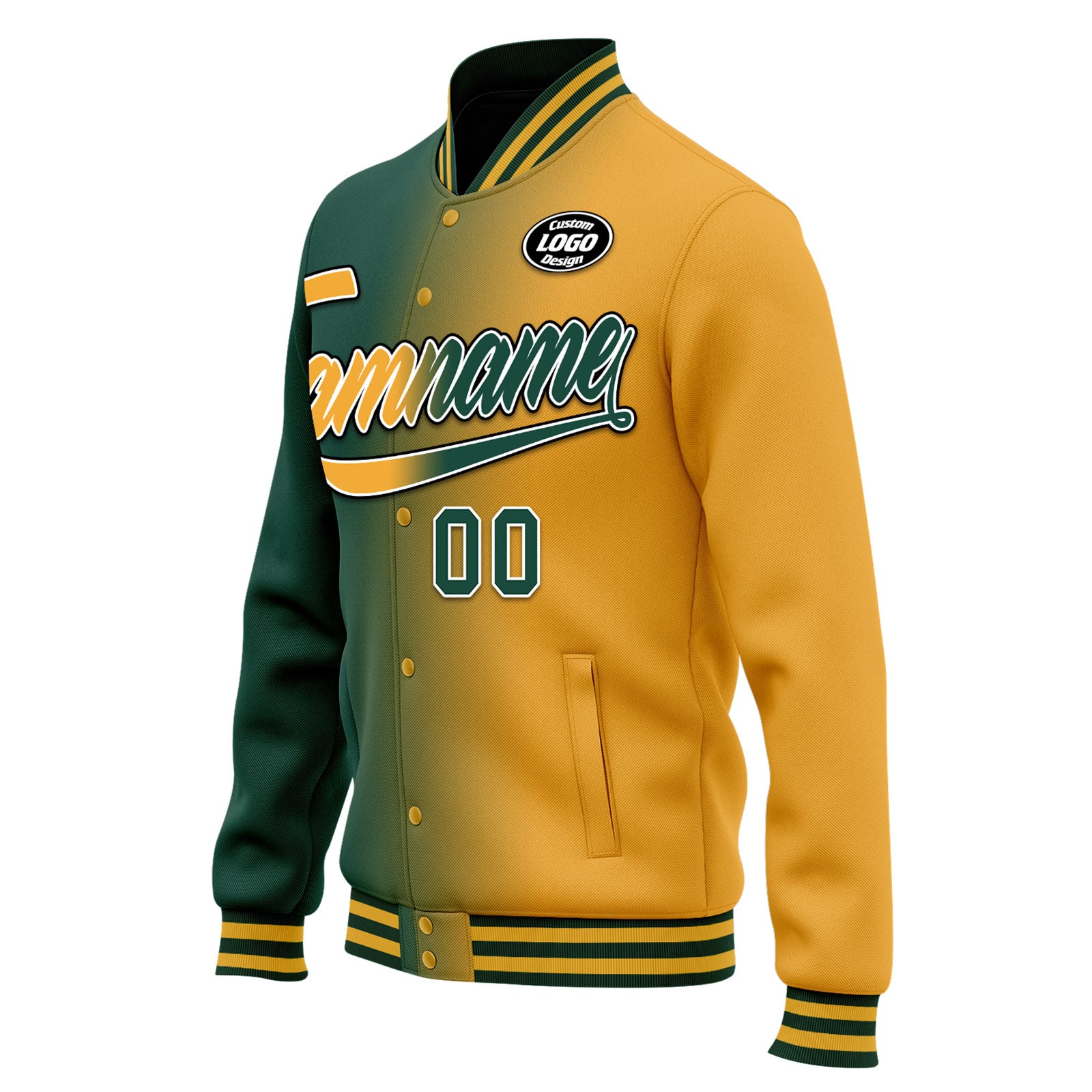 Custom Gradient Fashion Bomber Jacket - Full Snap Varsity Letterman Personalized Coat for Men & Women (Style FZ005 D028016) - Perfect for Streetwear, Casual Outfits, and School Events