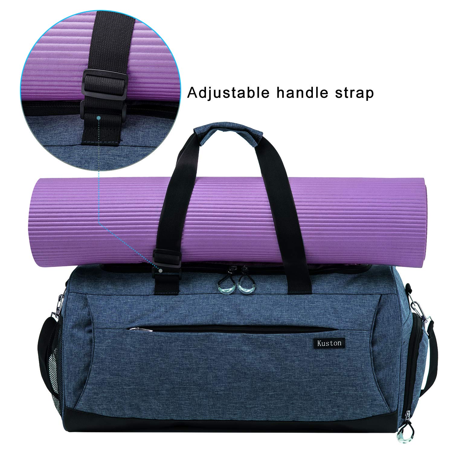 Kuston Sports Gym Bag with Shoes Compartment & Wet Pocket - Durable Gym Duffel Bag for Men & Women - Perfect for Workouts, Travel & Overnight Trips