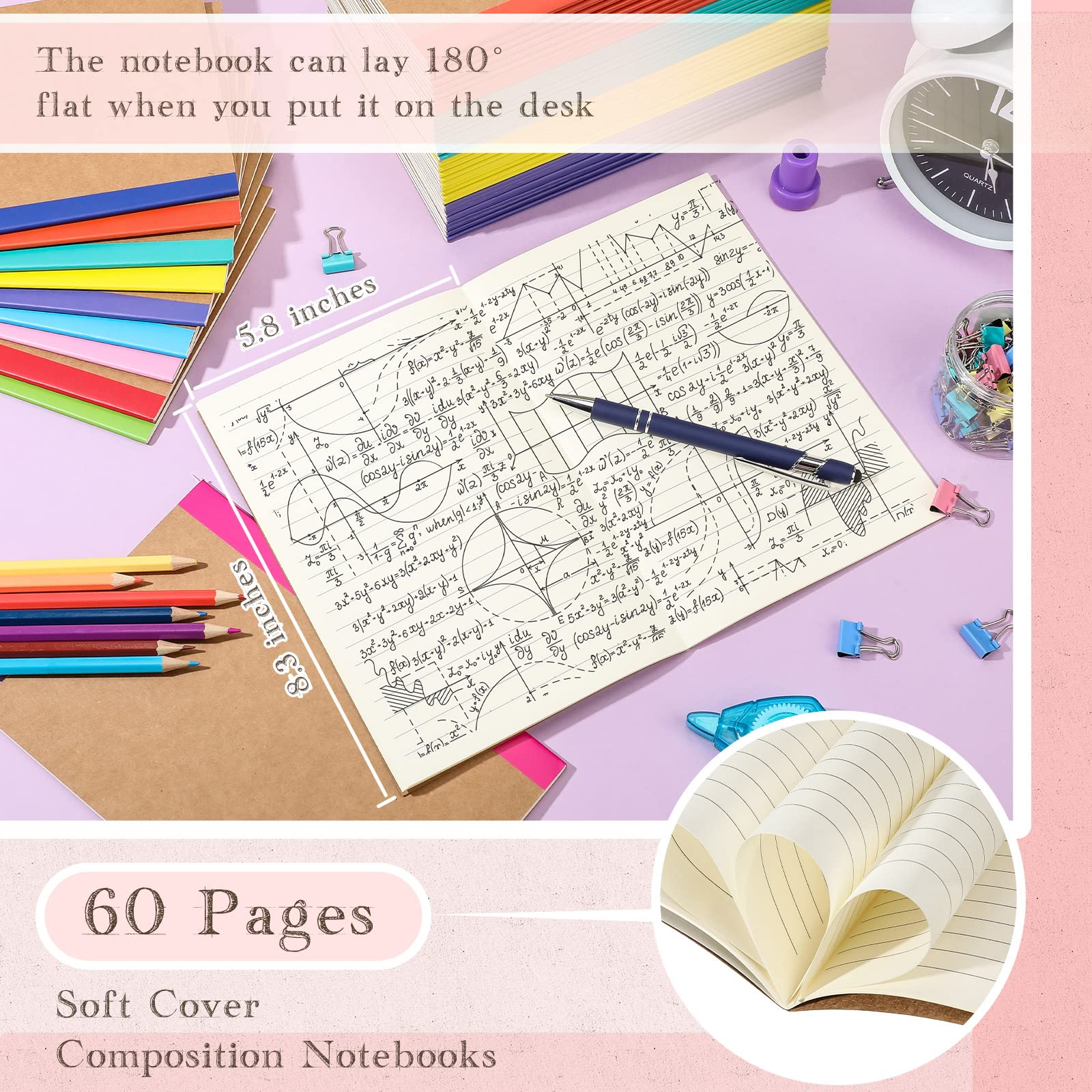 150-Pack A5 Kraft Notebooks - 60 Pages Soft Cover Ruled Composition Notebooks Bulk for Students, Office & School Supplies - 5.8 x 8.3 Inch Colorful Journals - Perfect for Note Taking, Journaling, Classroom & Travel Writing