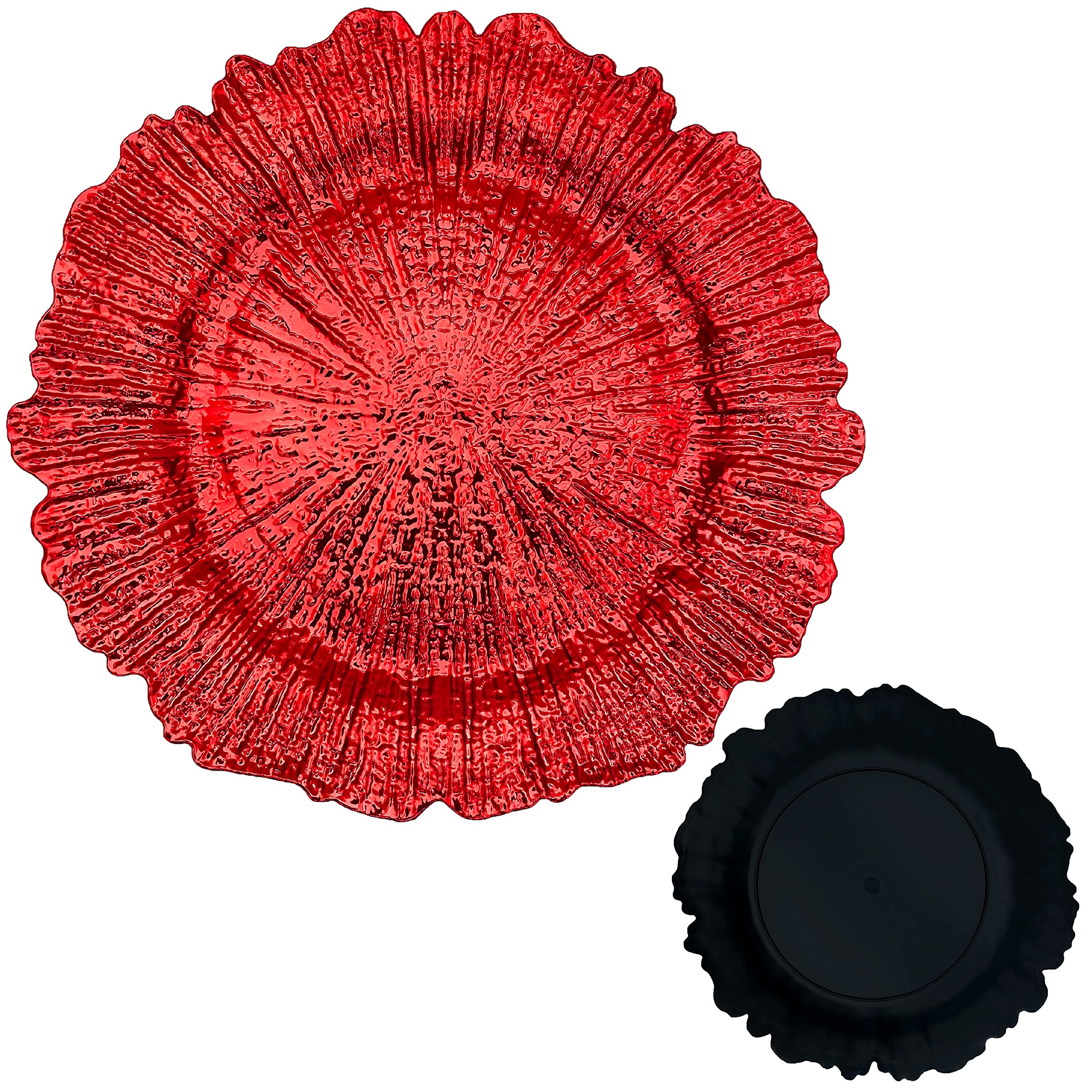 Henilosson 13 Inch Red Plastic Charger Plates - Round Dinner Plate Chargers for Weddings, Parties & Elegant Decor (Set of 24) | Perfect for Holiday Tablescapes, Buffet Displays & Formal Dining Settings