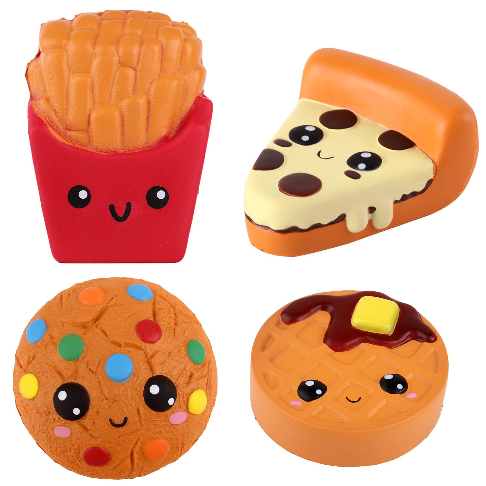 Anboor Scented Squishy Food Toys - 4PCS Pizza & Cake for Stress Relief & Kids Play