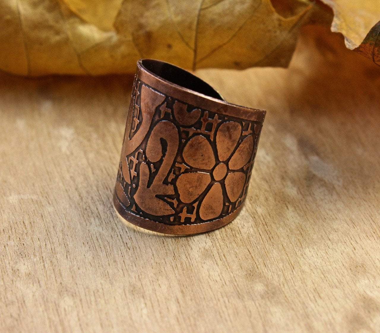 Adjustable Recycled Copper Lotus Ring for Women - Eco-Friendly Handmade Jewelry for Boho, Yoga & Meditation - Perfect Gift for Nature Lovers