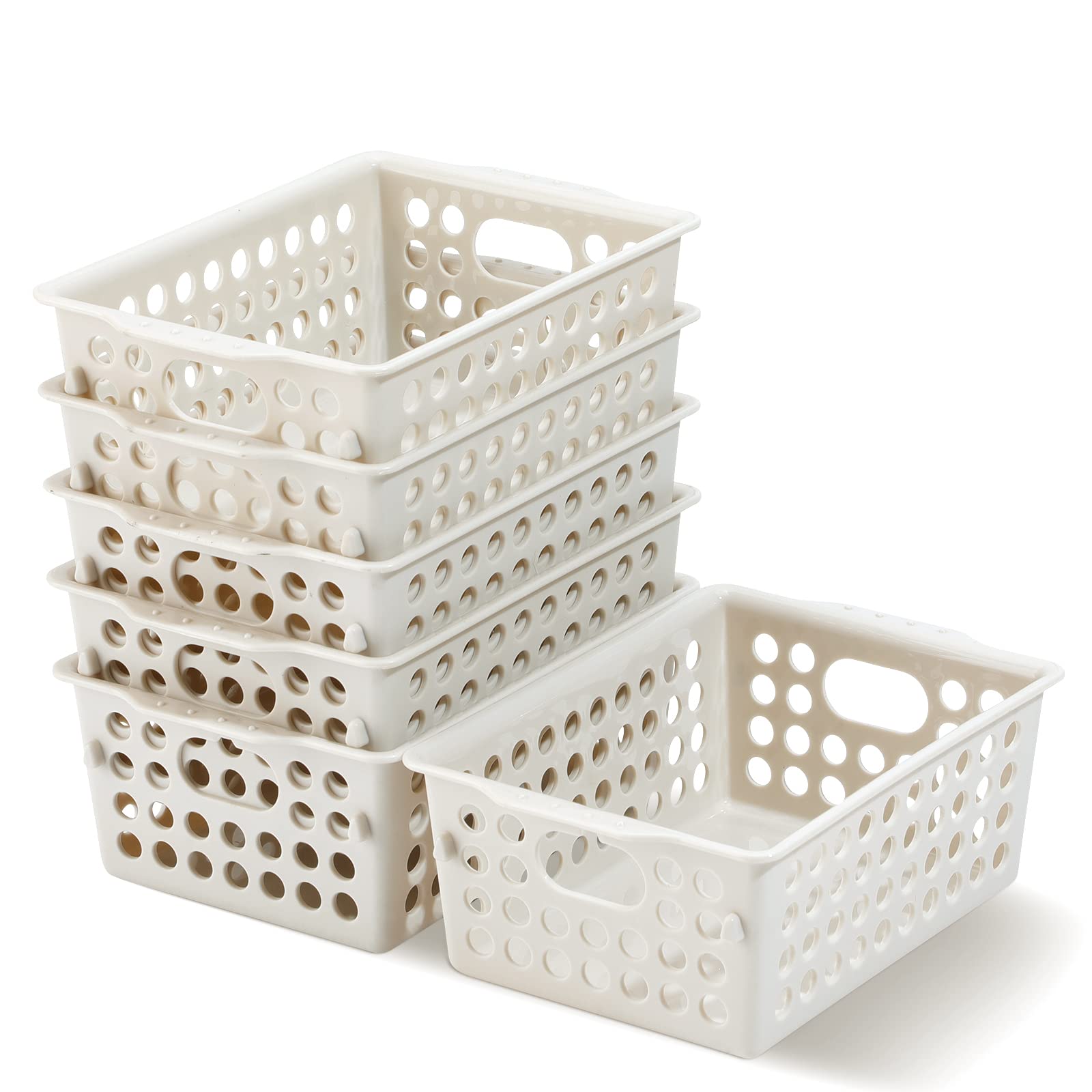 AREYZIN 6-Pack Small Plastic Baskets - Desk & Drawer Organizers for Kitchen, Bathroom, Office