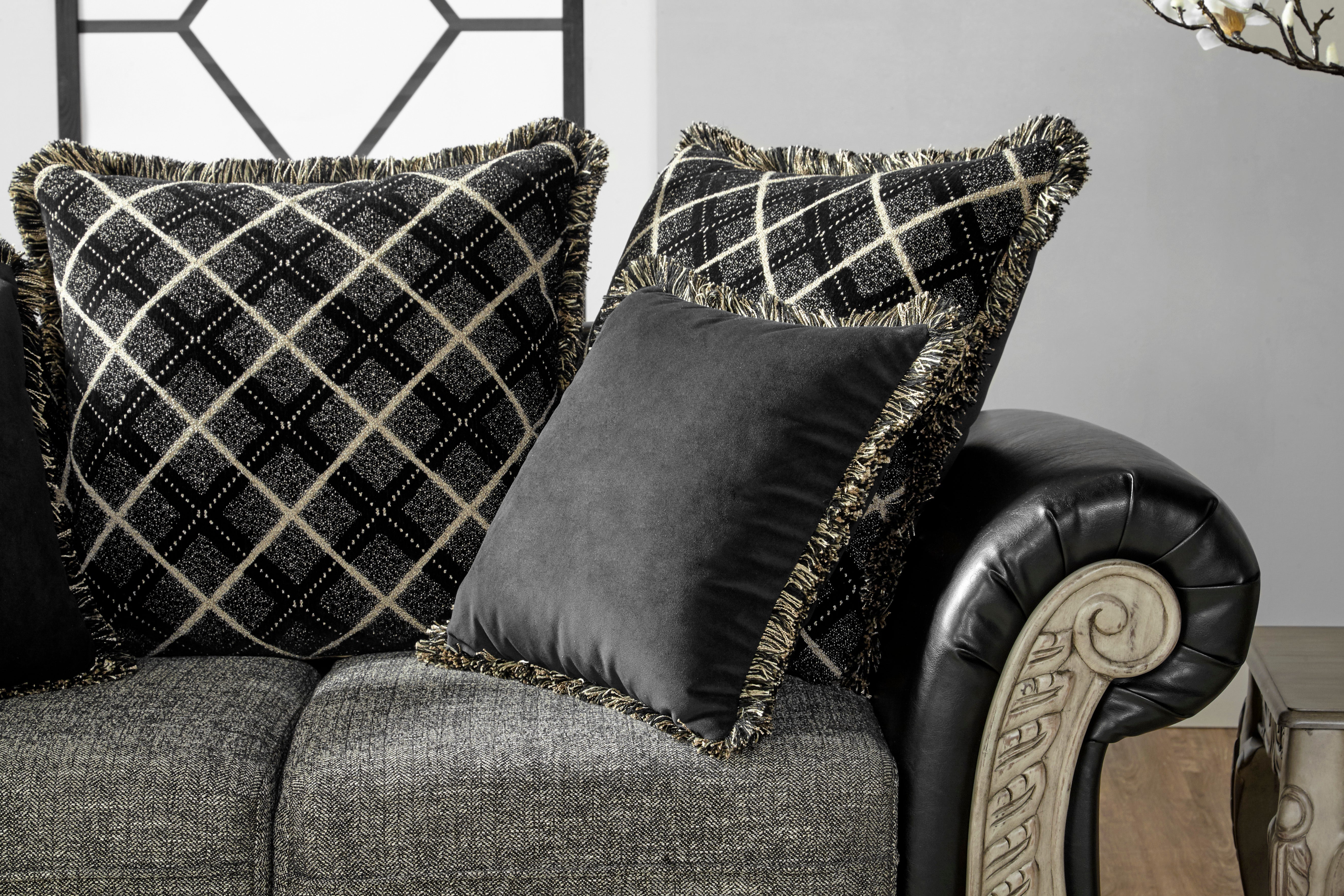 San Marino 2-Tone Fabric & Wooden Frame Loveseat in Ebony - Perfect for Living Rooms, Bedrooms & Small Spaces
