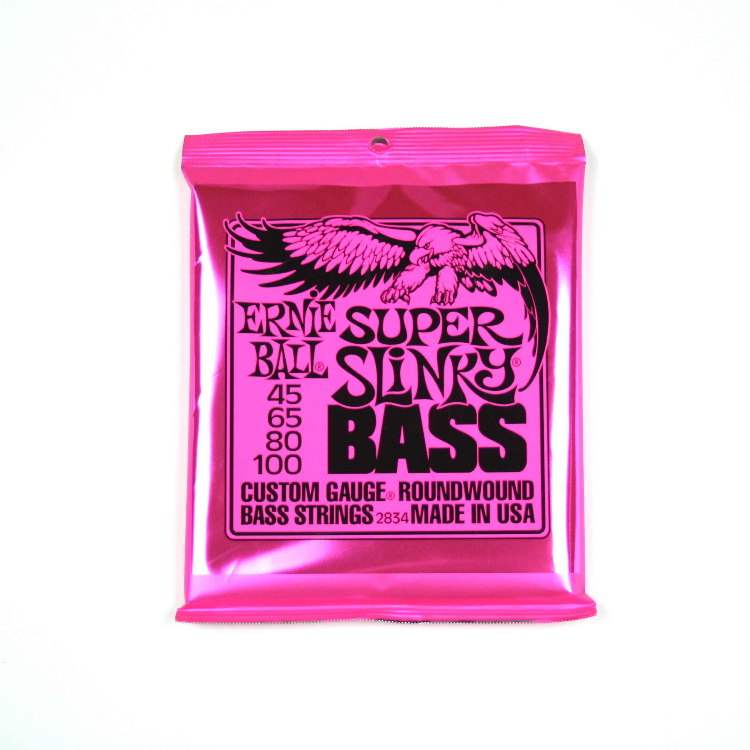 Ernie Ball Bass Super Slinky 45-100 Nickel Wound Electric Bass Guitar Strings - Perfect for Rock, Jazz & Studio Recording