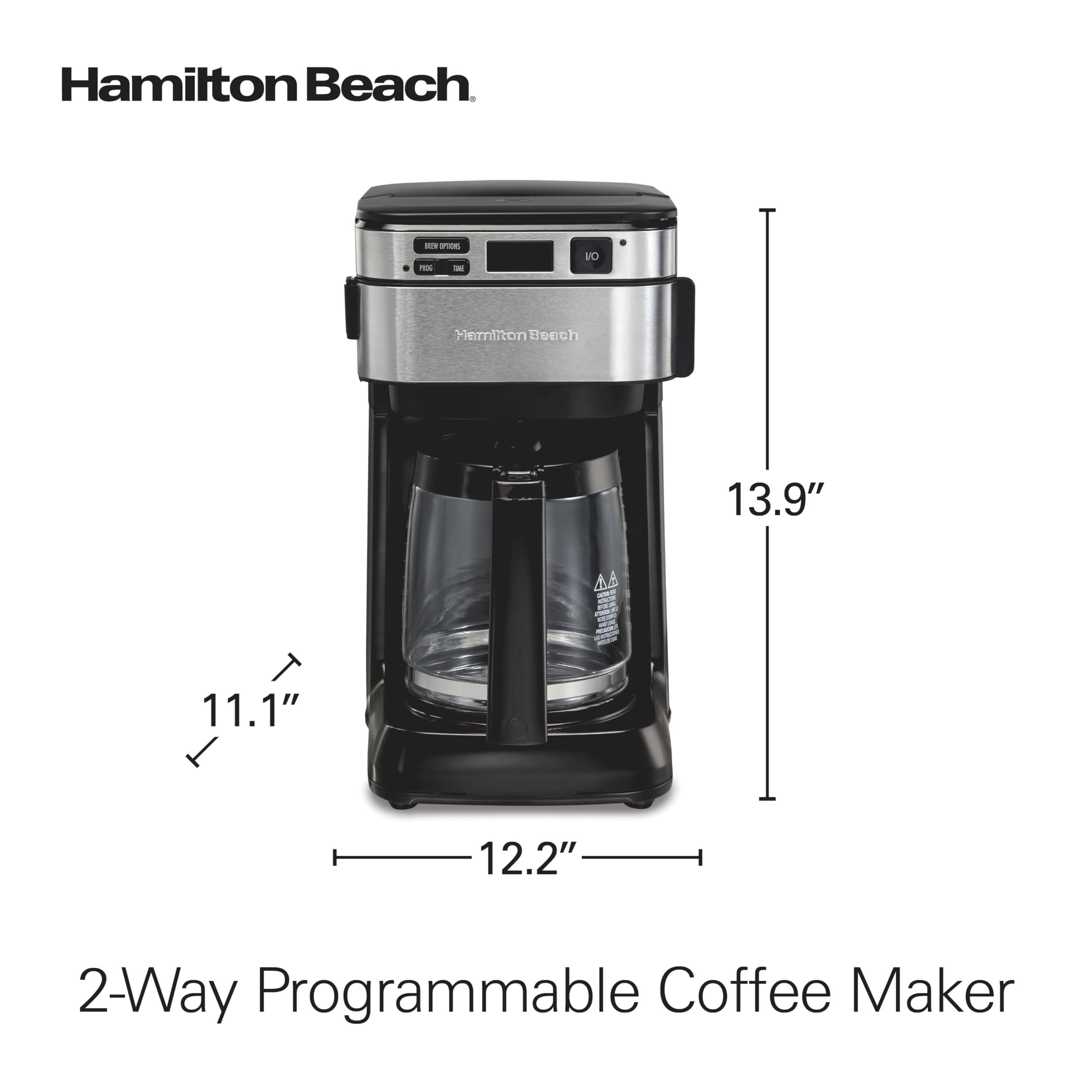 Hamilton Beach 12-Cup Programmable Drip Coffee Maker with Front Access Easy Fill, Pause & Serve Feature, 3 Brewing Options - Perfect for Home, Office & Entertaining (Black, Model 46310)