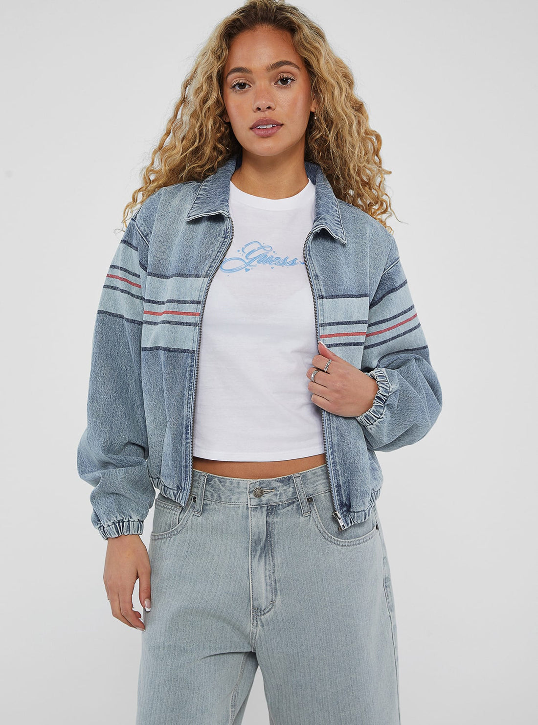 Guess Originals Chest Stripe Bomber Jacket for Men - Stylish Lightweight Outerwear for Casual Wear & Street Fashion