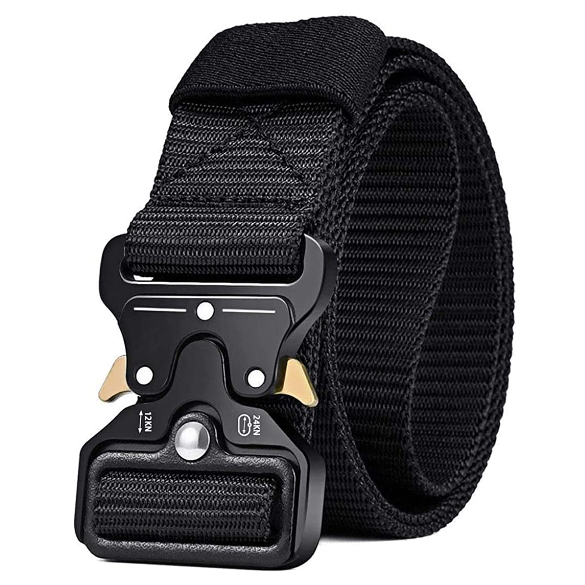 MOZETO Tactical Belt for Men - Heavy Duty Military Web Belt with Quick Release Metal Buckle - Perfect for Work, Hiking, Outdoor Activities & Concealed Carry