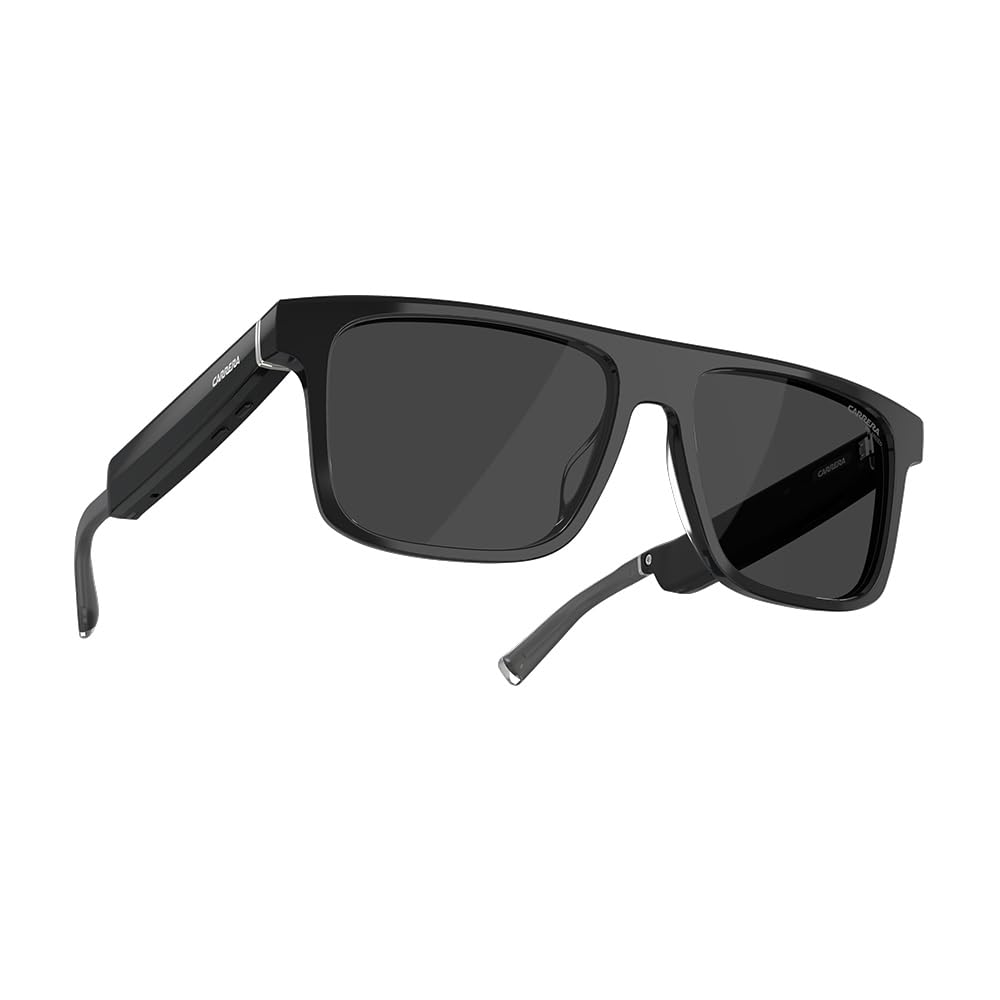 Carrera Smart Glasses with Alexa (2024 Newest Model) - Bluetooth Audio Sunglasses with Polarized Lenses, Square Sprinter Black Frames for Running, Cycling & Outdoor Activities