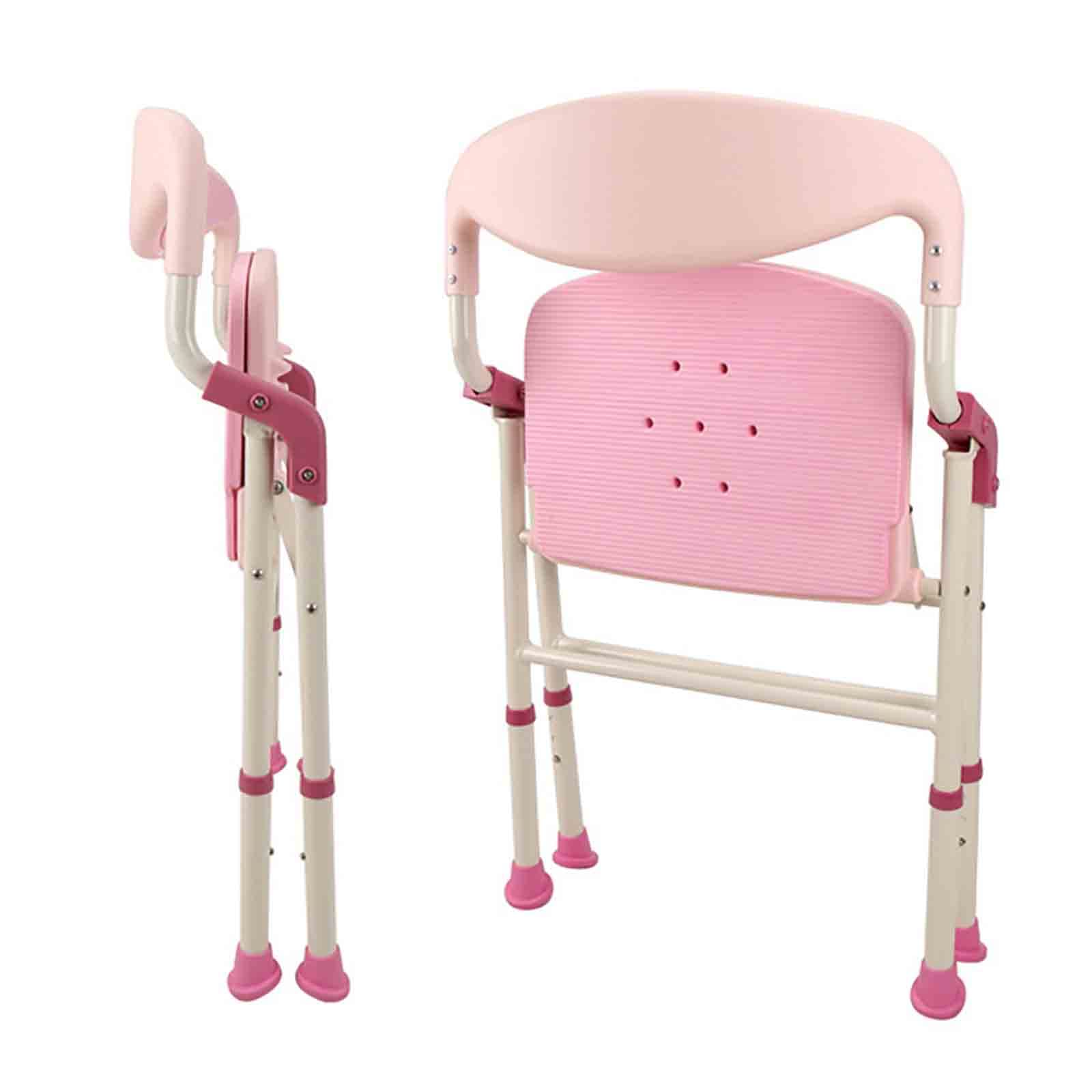 WSYYDS Breathable Shower Chair with Comfortable Backrest & Armrests - Adjustable Height Aluminum Alloy Shower Stool for Elderly & Disabled - Perfect for Bathroom Safety & Assisted Showering