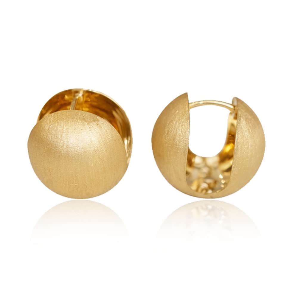 Matte Gold Ball Huggie Hoop Earrings for Women - Chunky Hammered Polished Gold & Silver Hoop Earrings | Everyday Wear, Date Night, Gift Idea