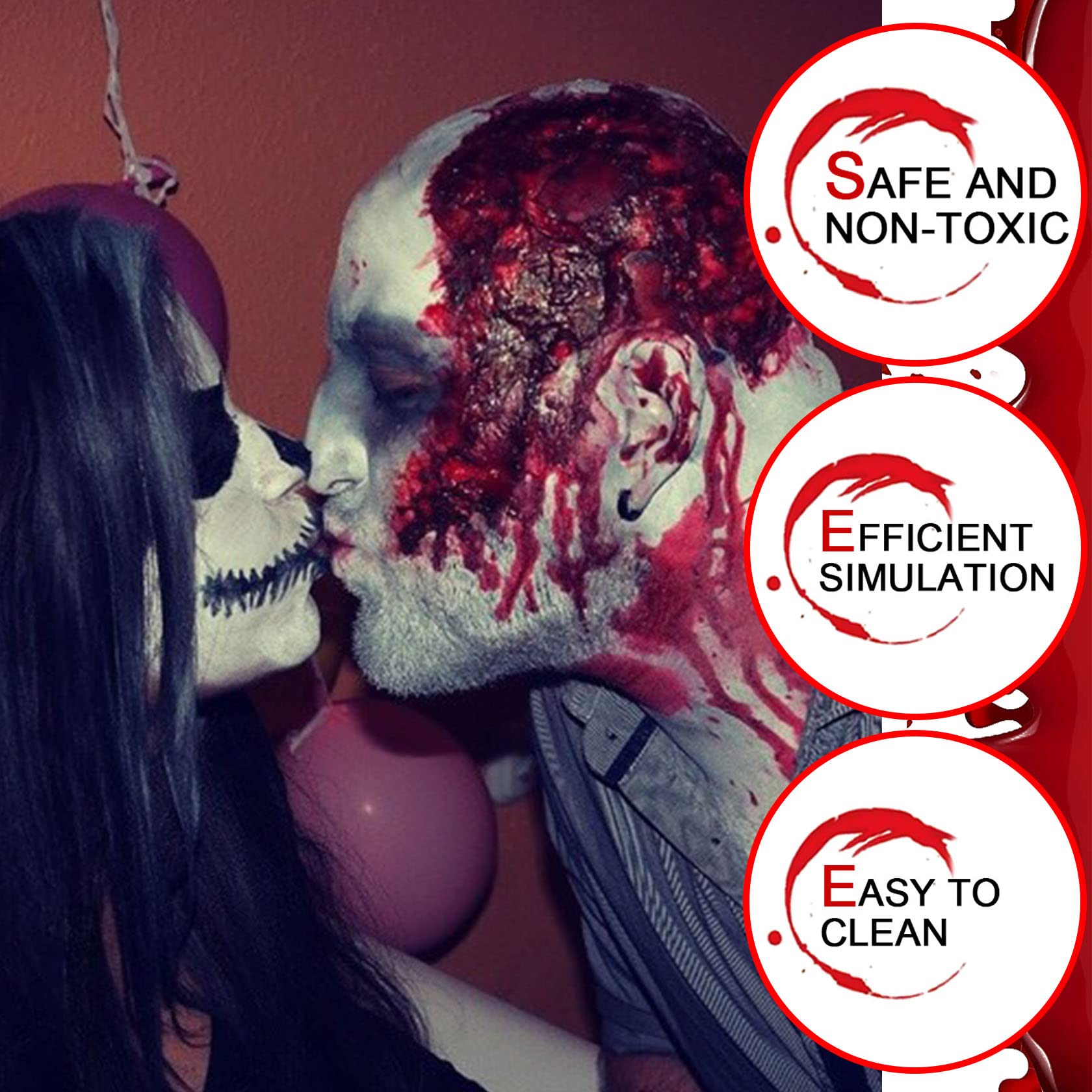 Halloween Fake Blood Makeup Spray - 2.1Oz (60ml) SFX Special Effects for Zombie, Vampire & Clown Costumes | Blood Splatter for Clothes & Cosplay | Perfect for Halloween Parties, Horror Events & Theatrical Performances