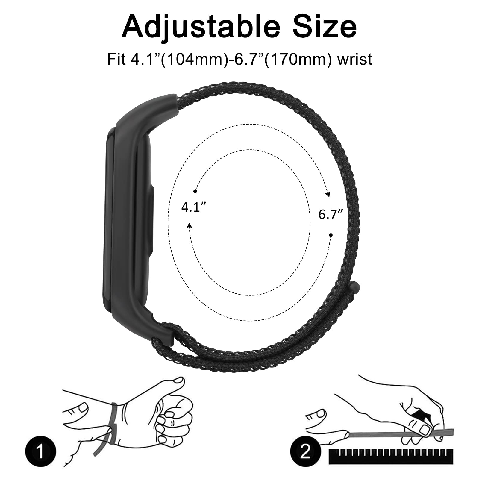 Tobfit Replacement Band for Xiaomi Mi Band 6/5/4/3 & Amazfit Band 5 - Soft Breathable Nylon Wrist Strap - Perfect for Workouts, Running, Swimming & Daily Wear