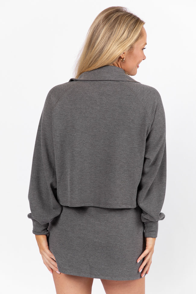 Premium Charcoal Quarter Zip Ribbed Knit Pullover for Men & Women | Cozy Winter Layering Top | Perfect for Casual Outfits, Office Wear & Outdoor Activities