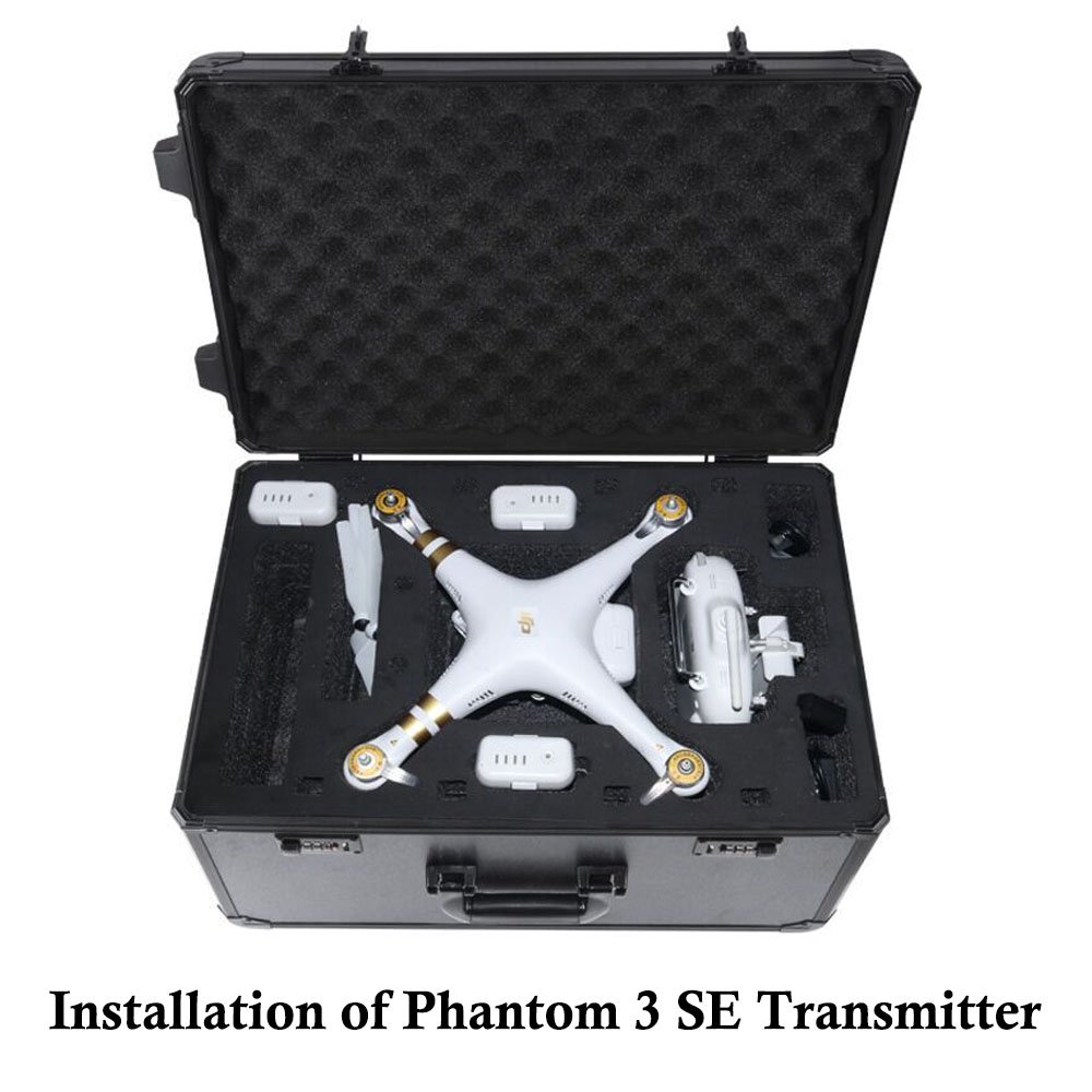 Premium Aluminum Carrying Case for DJI Phantom 3/4 Drones - Waterproof Hard Shell Travel Storage Box with Custom Foam - Perfect for Drone Protection & Airplane Travel
