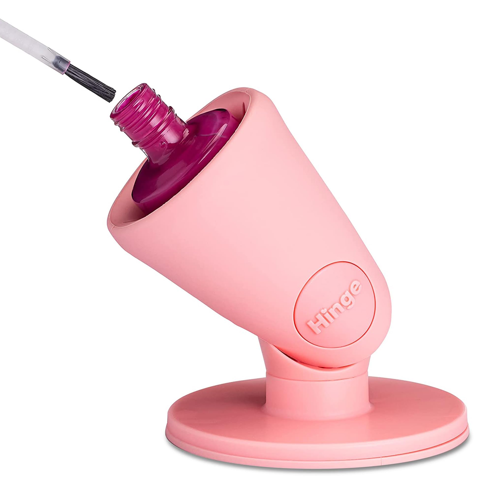 Tweexy Hinge Untippable Nail Polish Bottle Holder - Anti-Spill Nail Polish Stand with Tilted Design & IntelliStick Airlock Suction | Perfect for DIY Manicures, Nail Art, and Home Salon Use | Nail Polish Accessories (Blush)