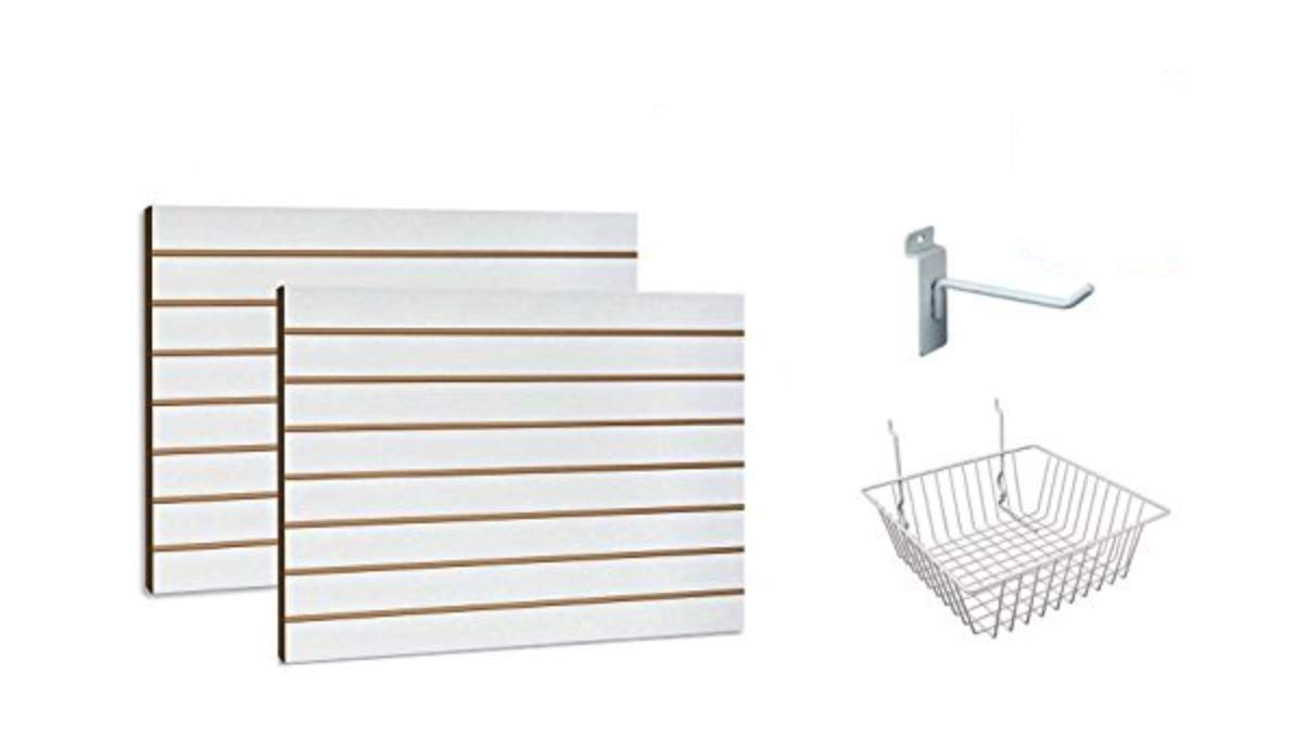 White Slatwall Panels Organizer Kit - 2 Pack 24